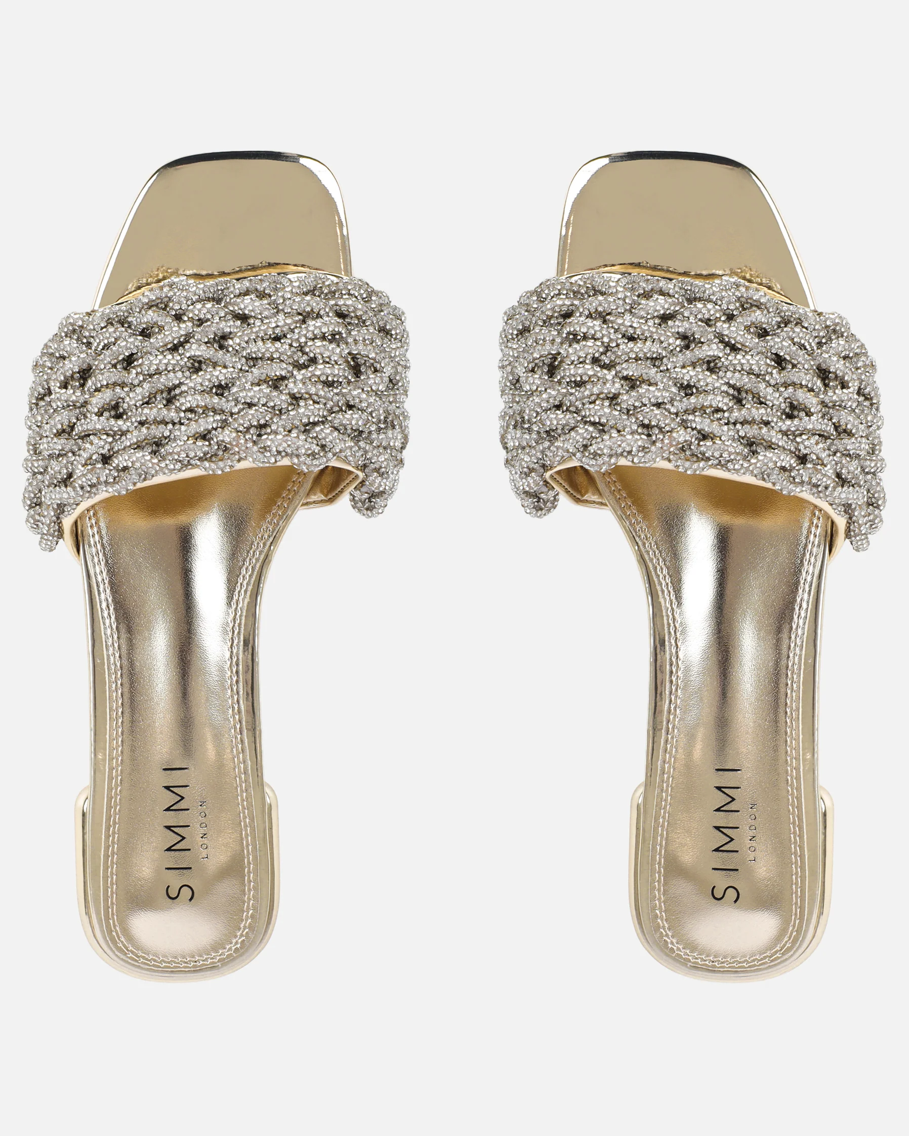 Pariss Gold Mirror Diamante Sliders - Image 3