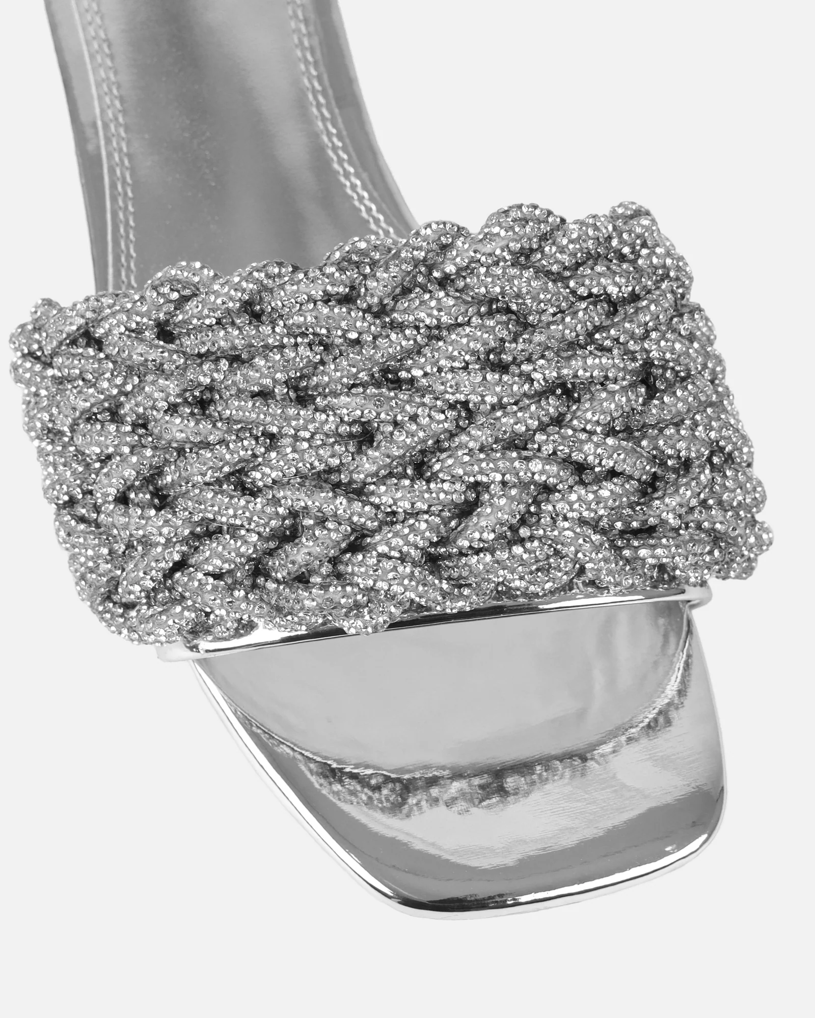 Pariss Silver Mirror Diamante Sliders - Image 4