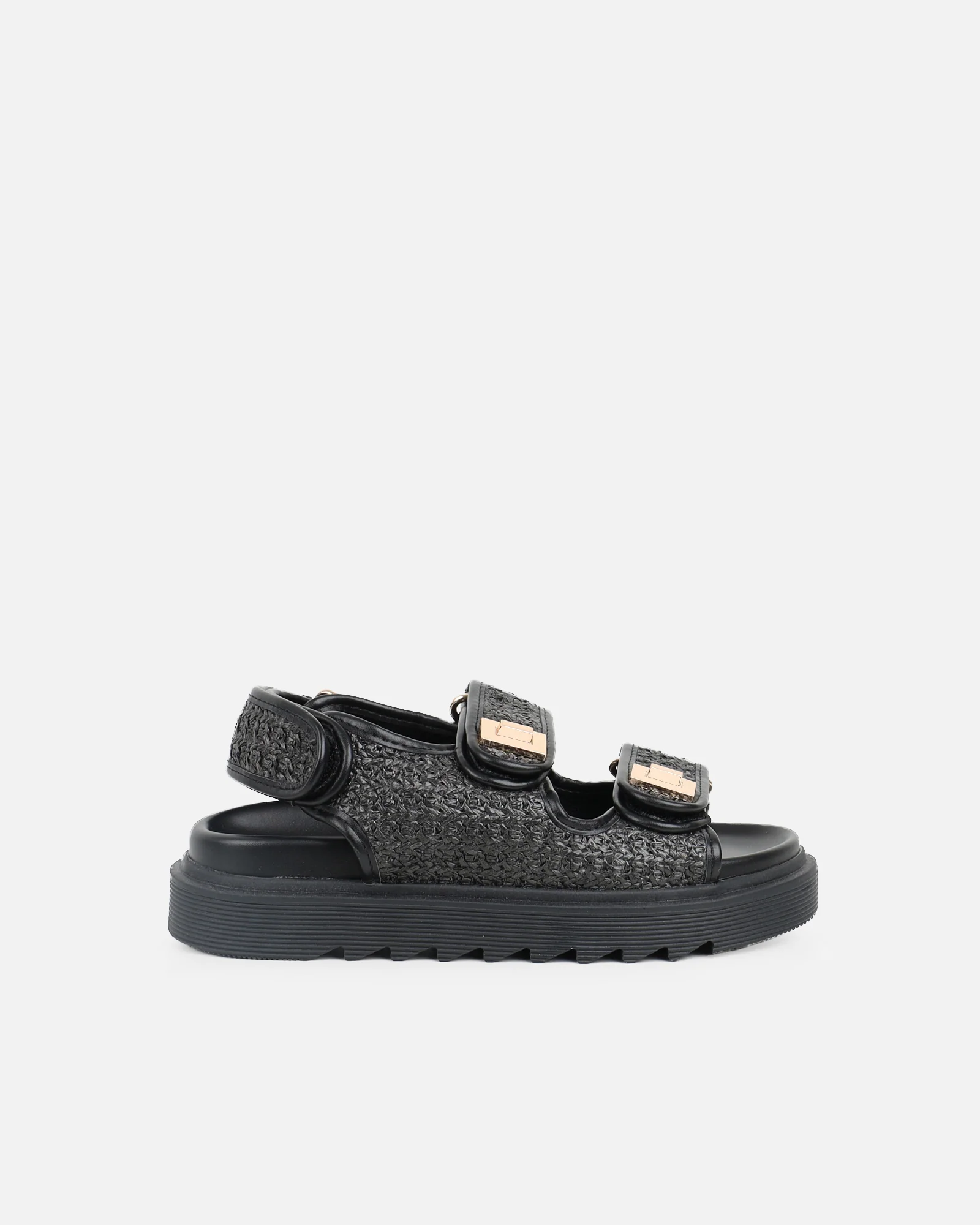 Patricia Black Woven Chunky Sandals - Image 2
