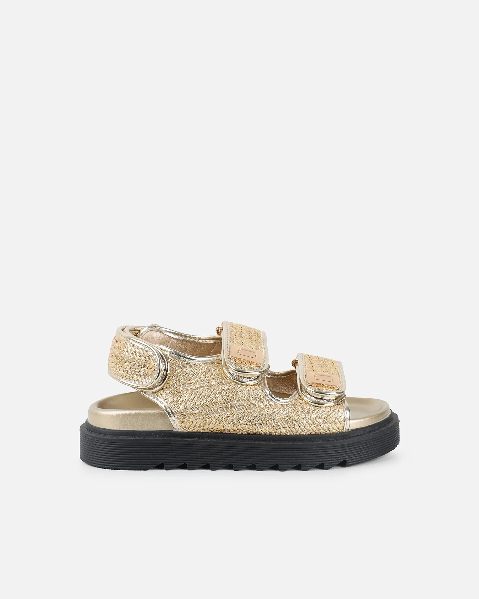 Patricia Gold Woven Chunky Sandals - Image 2