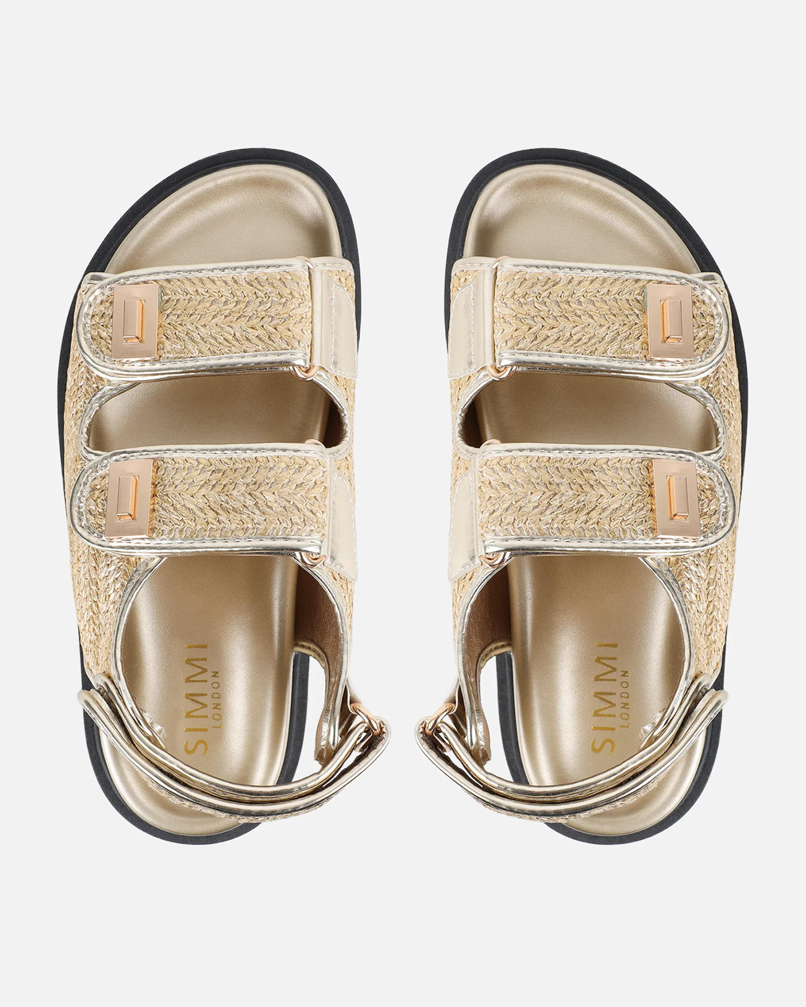 Patricia Gold Woven Chunky Sandals - Image 3