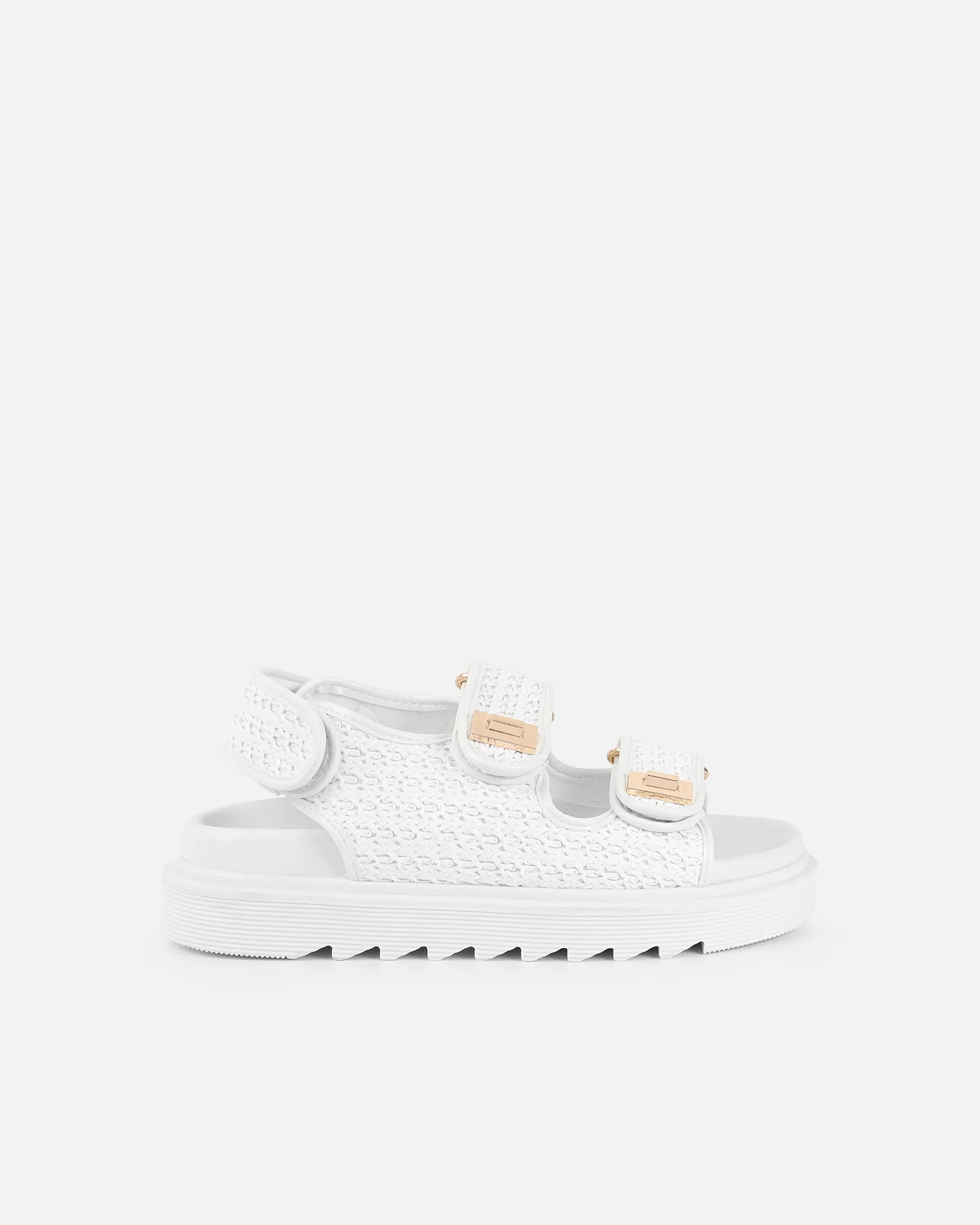 Patricia White Woven Chunky Sandals - Image 2
