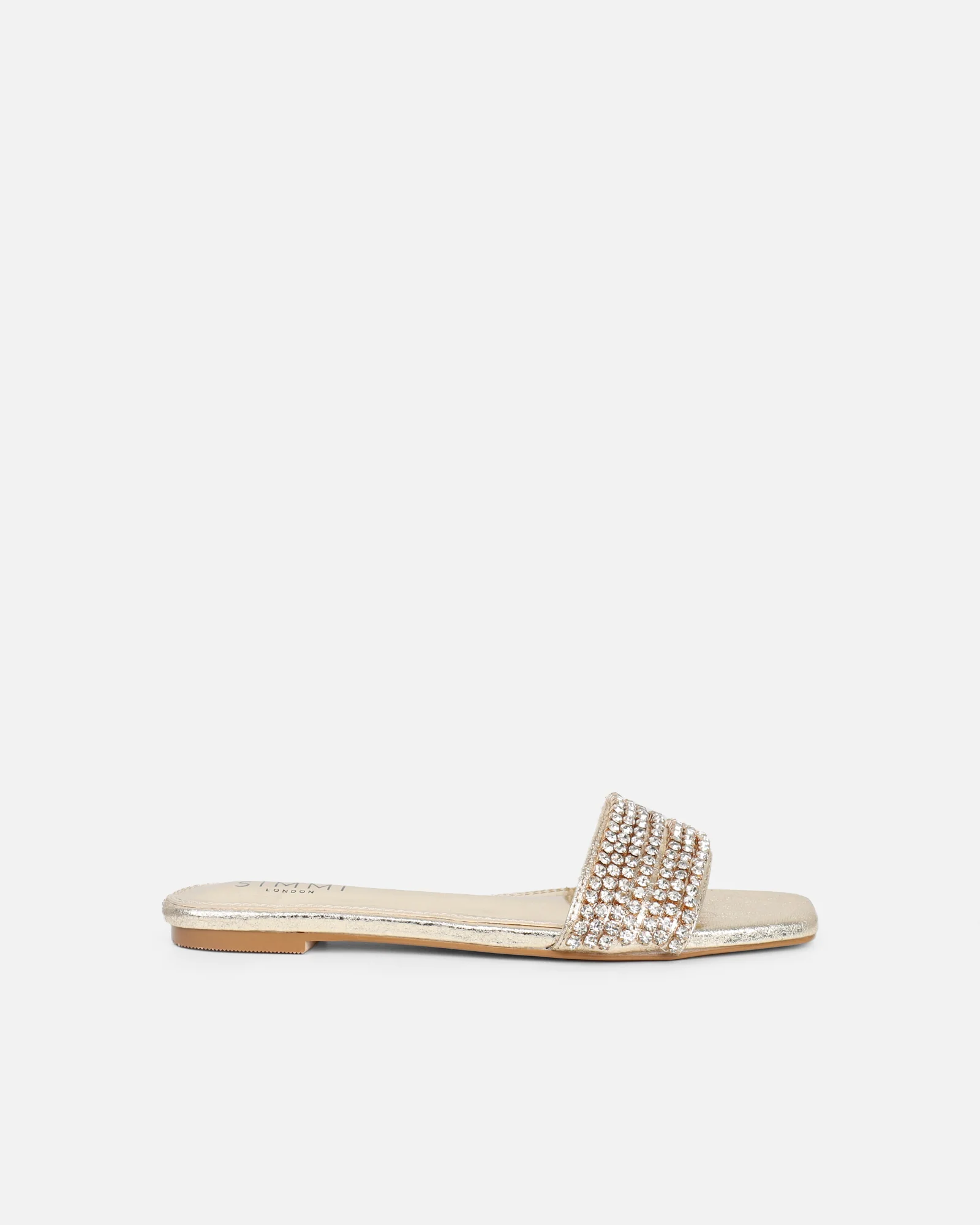 Pearla Cracked Gold Diamante Flats - Image 3