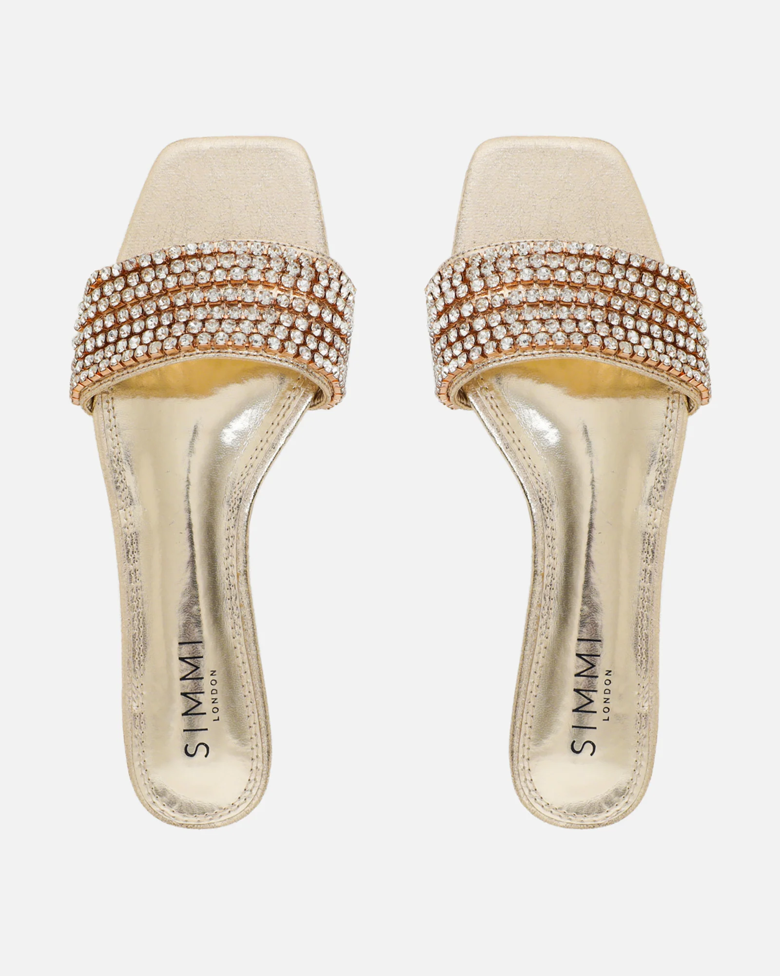 Pearla Cracked Gold Diamante Flats - Image 4