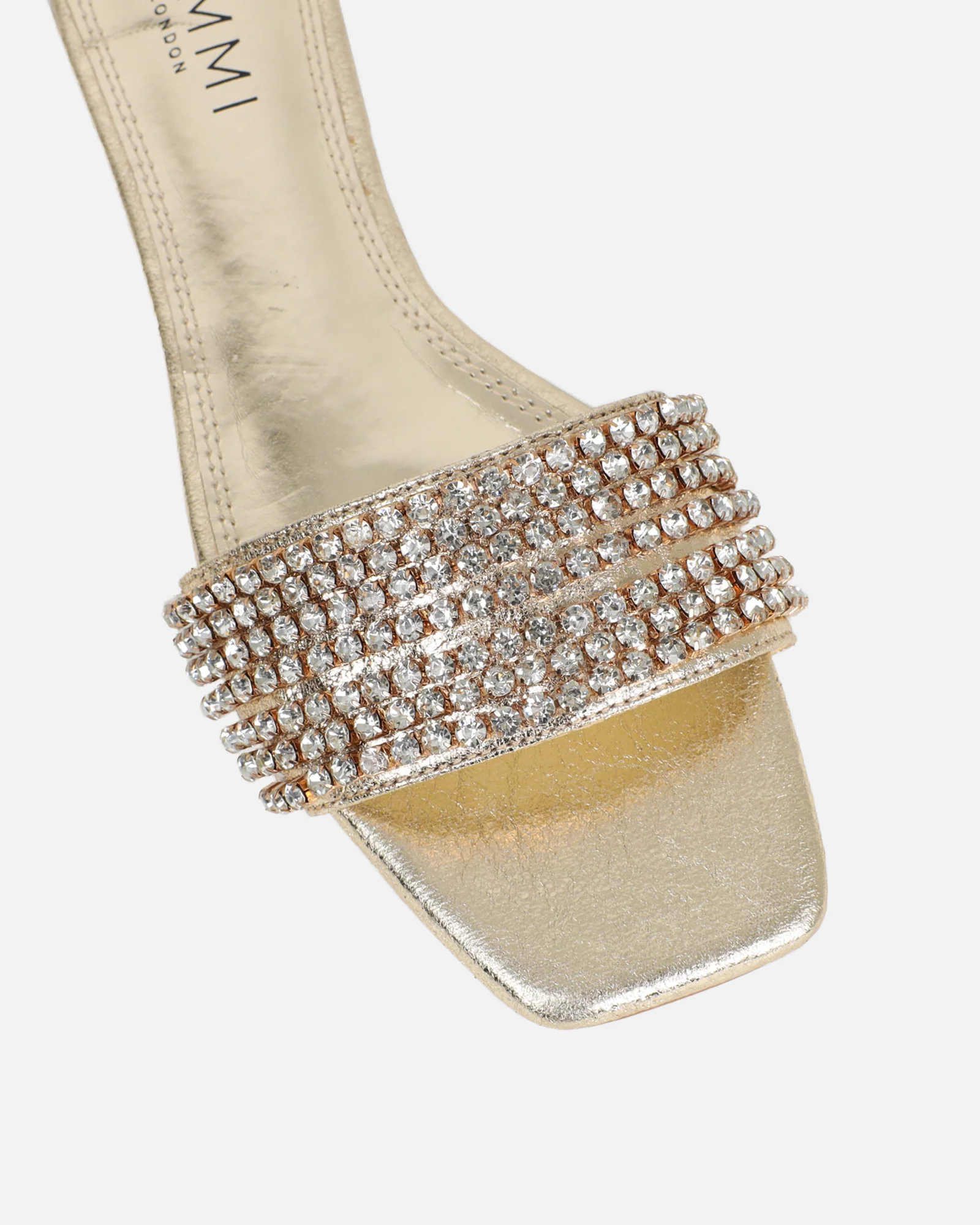 Pearla Cracked Gold Diamante Flats - Image 5