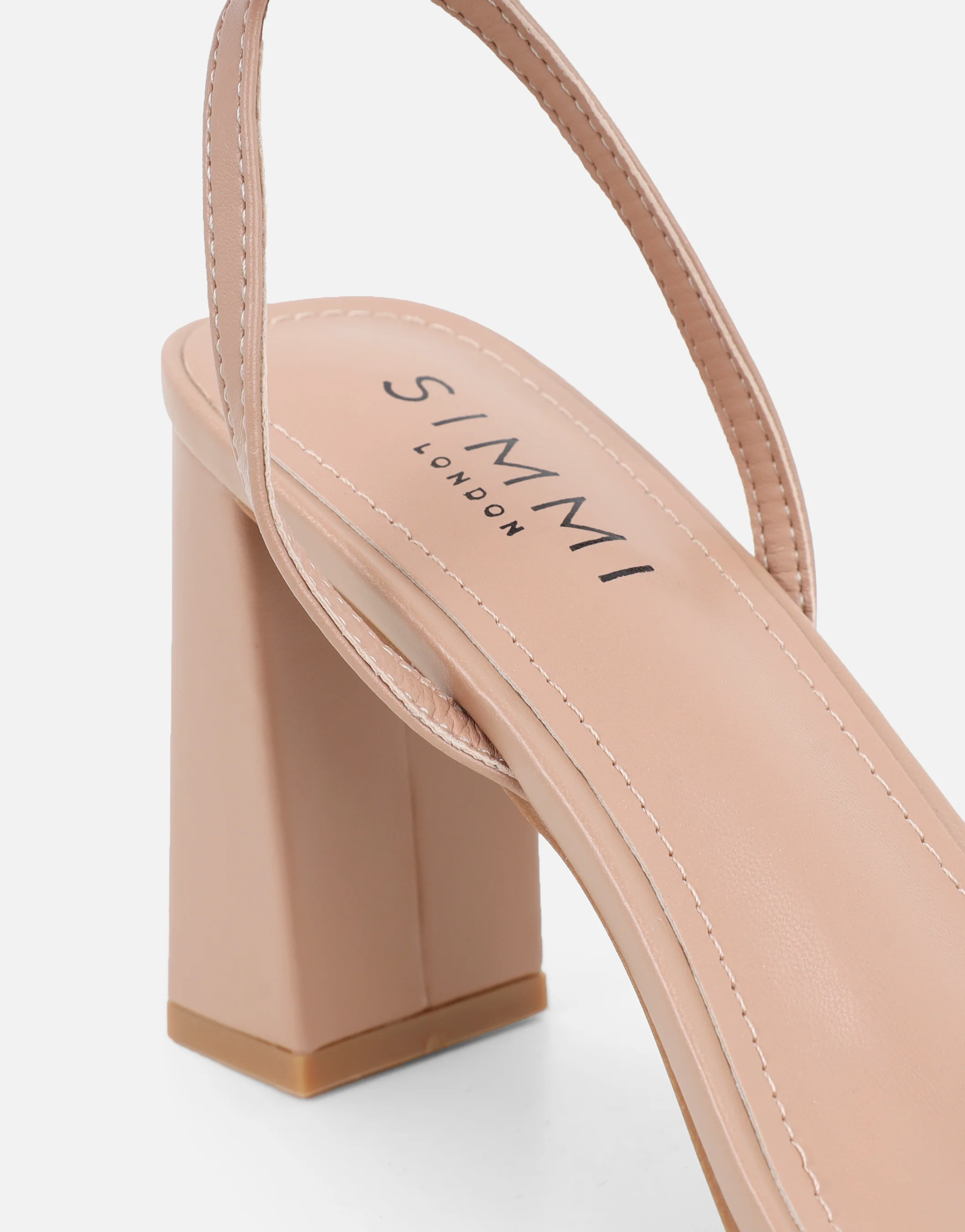 Penelope Beige Block Heeled Sandals - Image 3