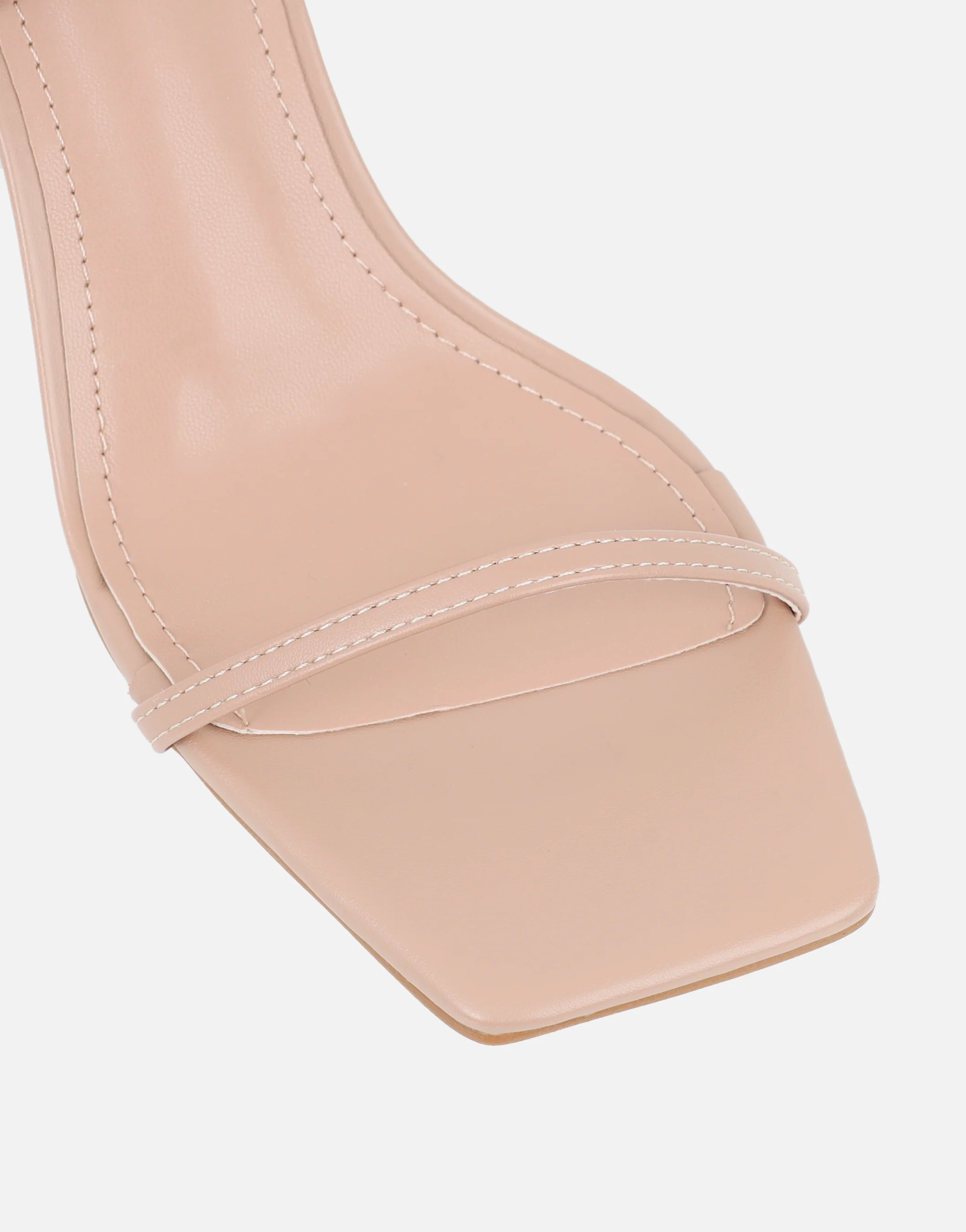 Penelope Beige Block Heeled Sandals - Image 4