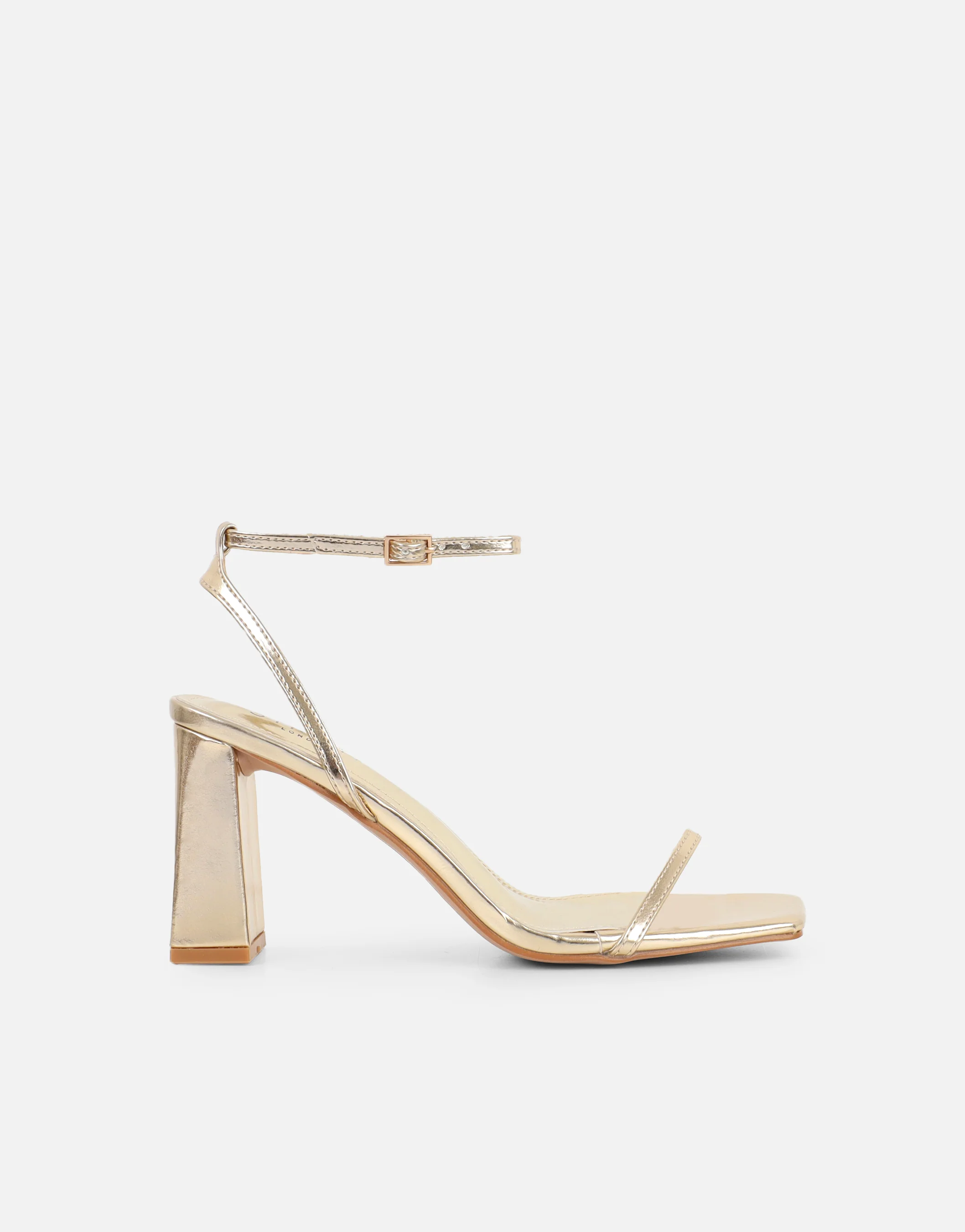 Penelope Gold Metallic Block Heeled Sandals - Image 2