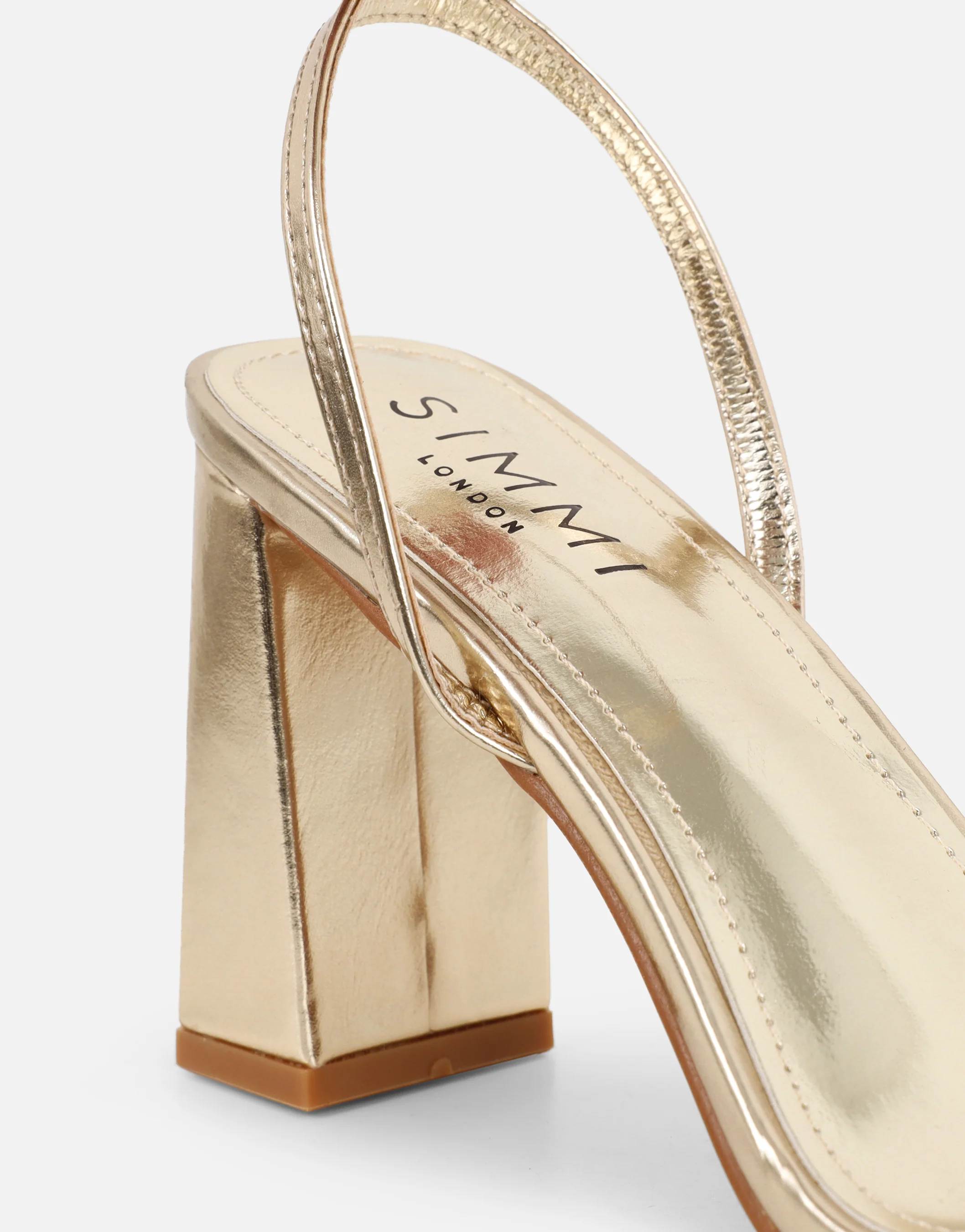 Penelope Gold Metallic Block Heeled Sandals - Image 3
