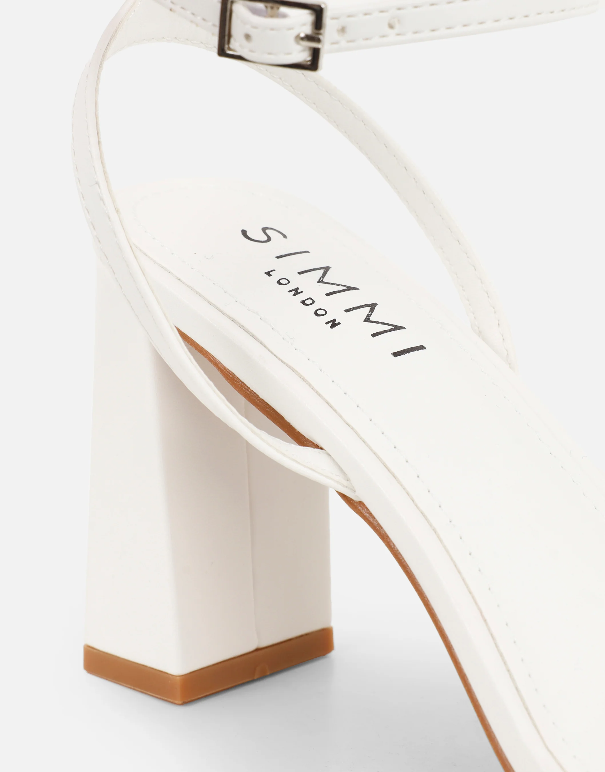 Penelope White Block Heeled Sandals - Image 3