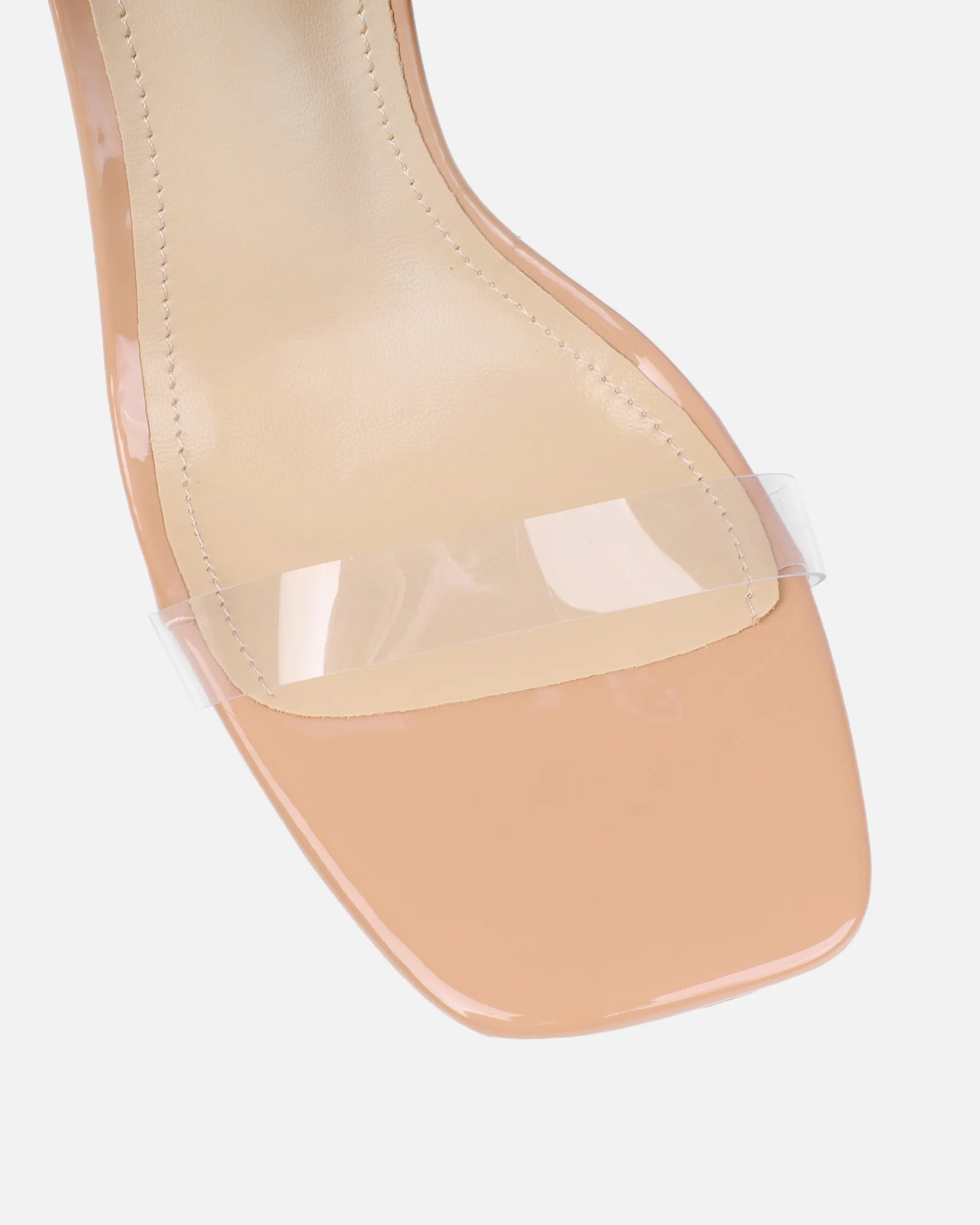 Perri Clear Nude Patent Diamante Block Heeled Sandals - Image 4