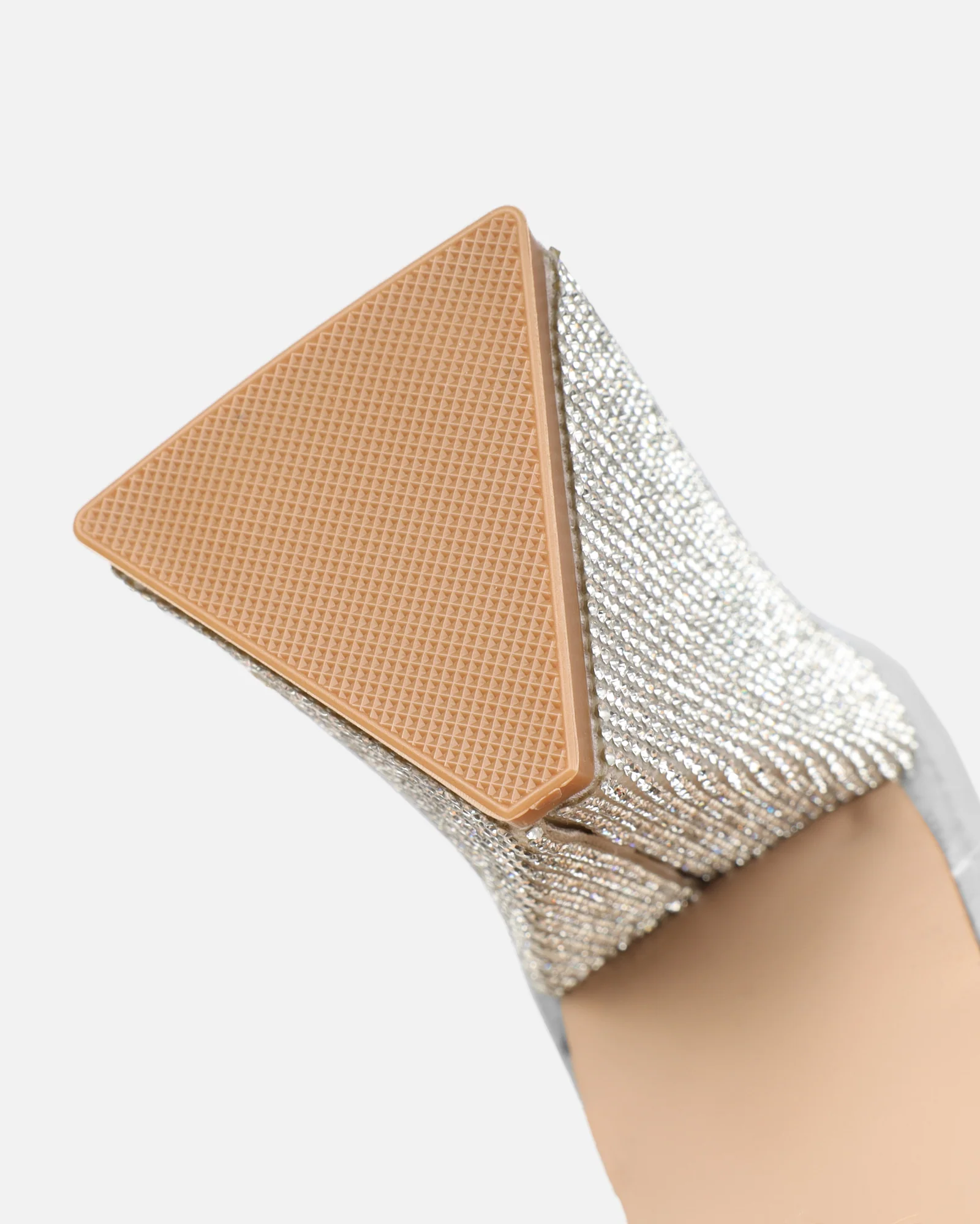 Perri Clear Silver Mirror Diamante Block Heeled Sandals - Image 3