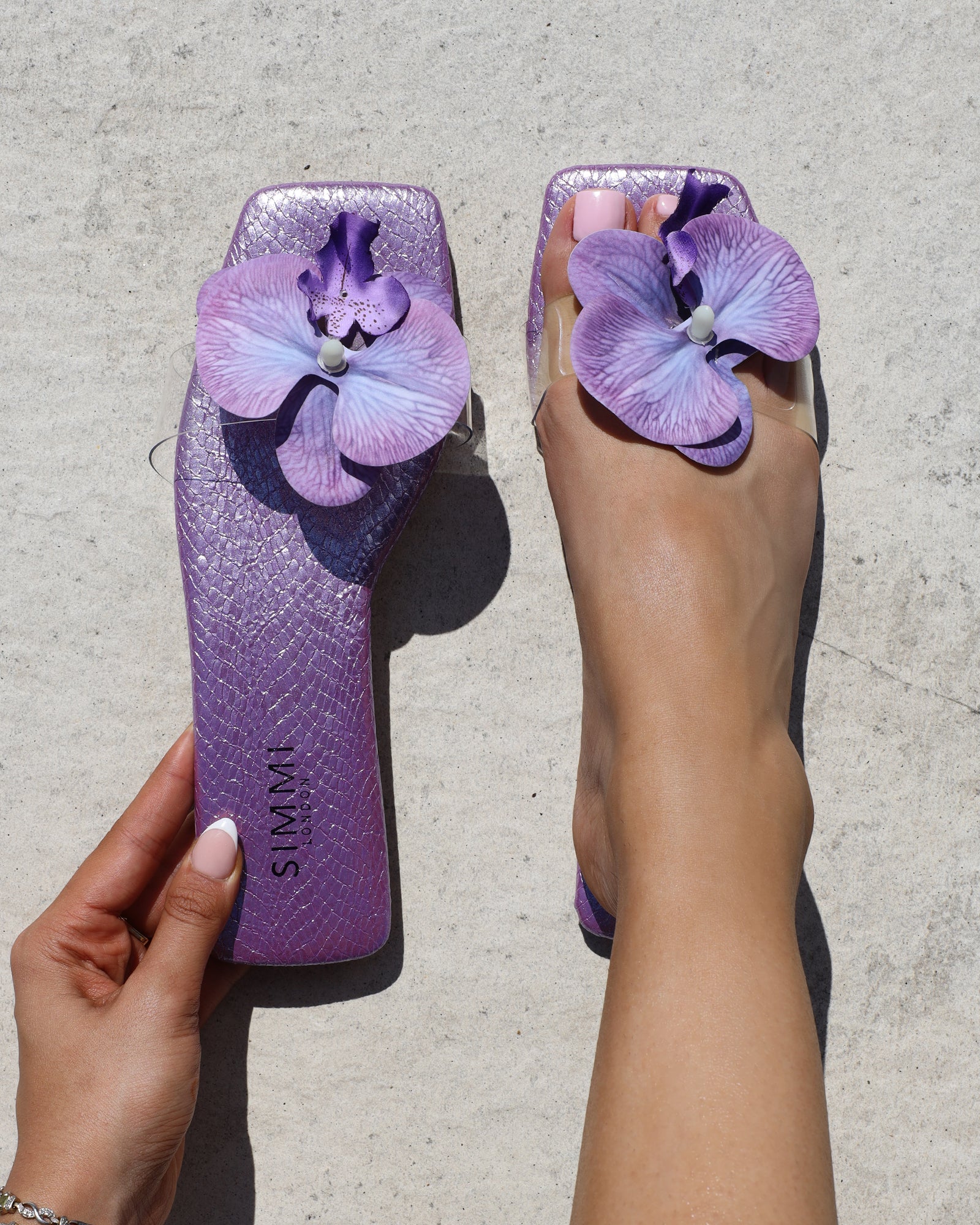 Pina Lilac Snake Flower Slip on Flats