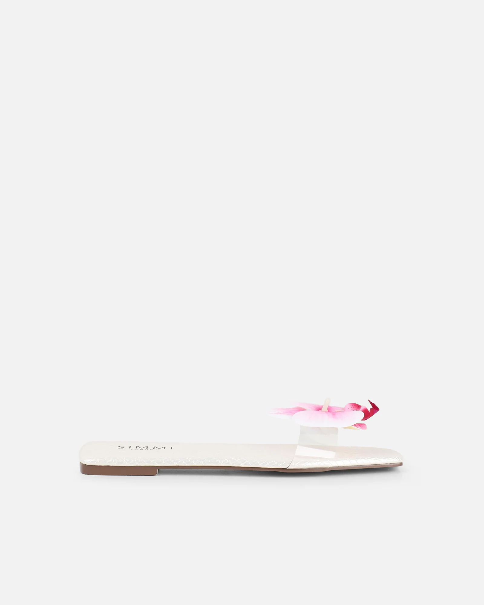 Pina White Snake Flower Slip on Flats - Image 2