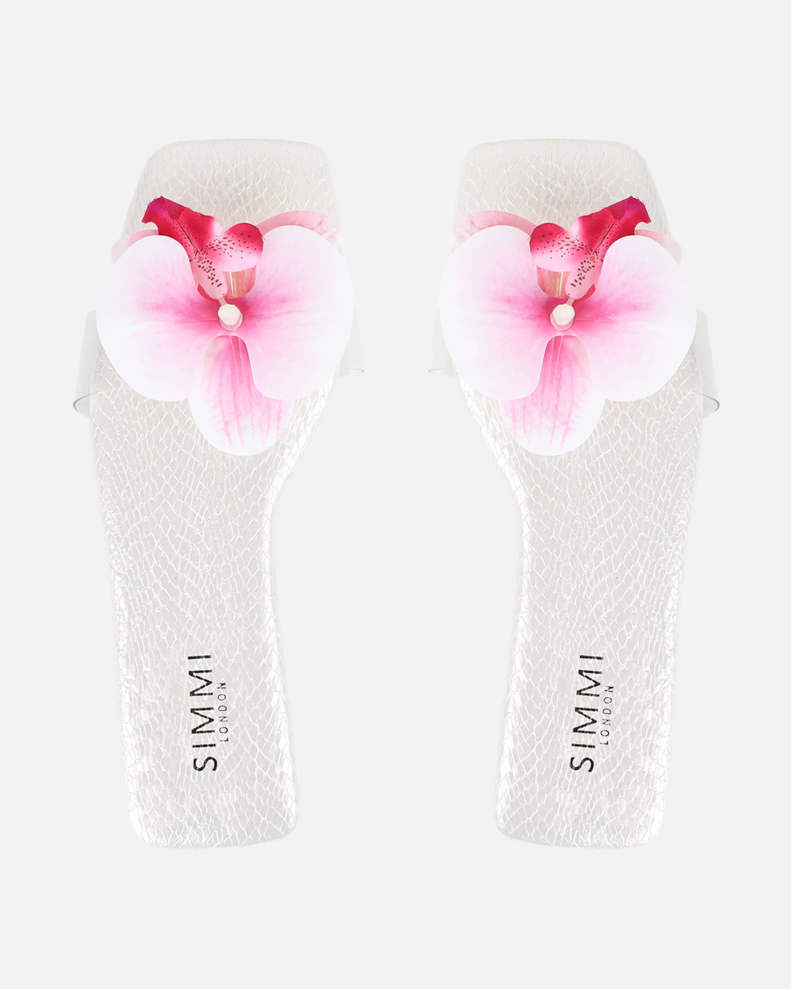 Pina White Snake Flower Slip on Flats - Image 3