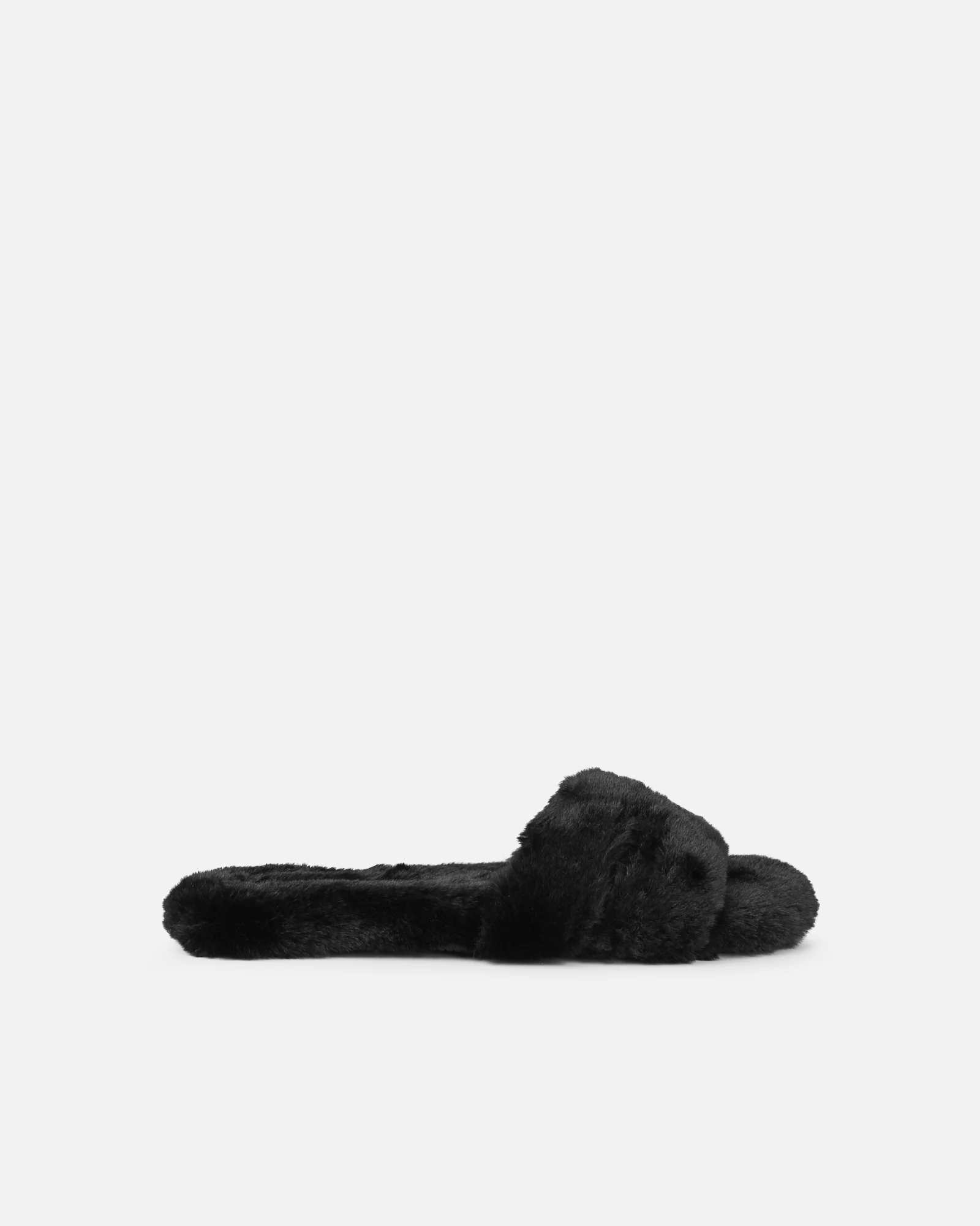 Polaris Black Faux Fur Slippers - Image 2