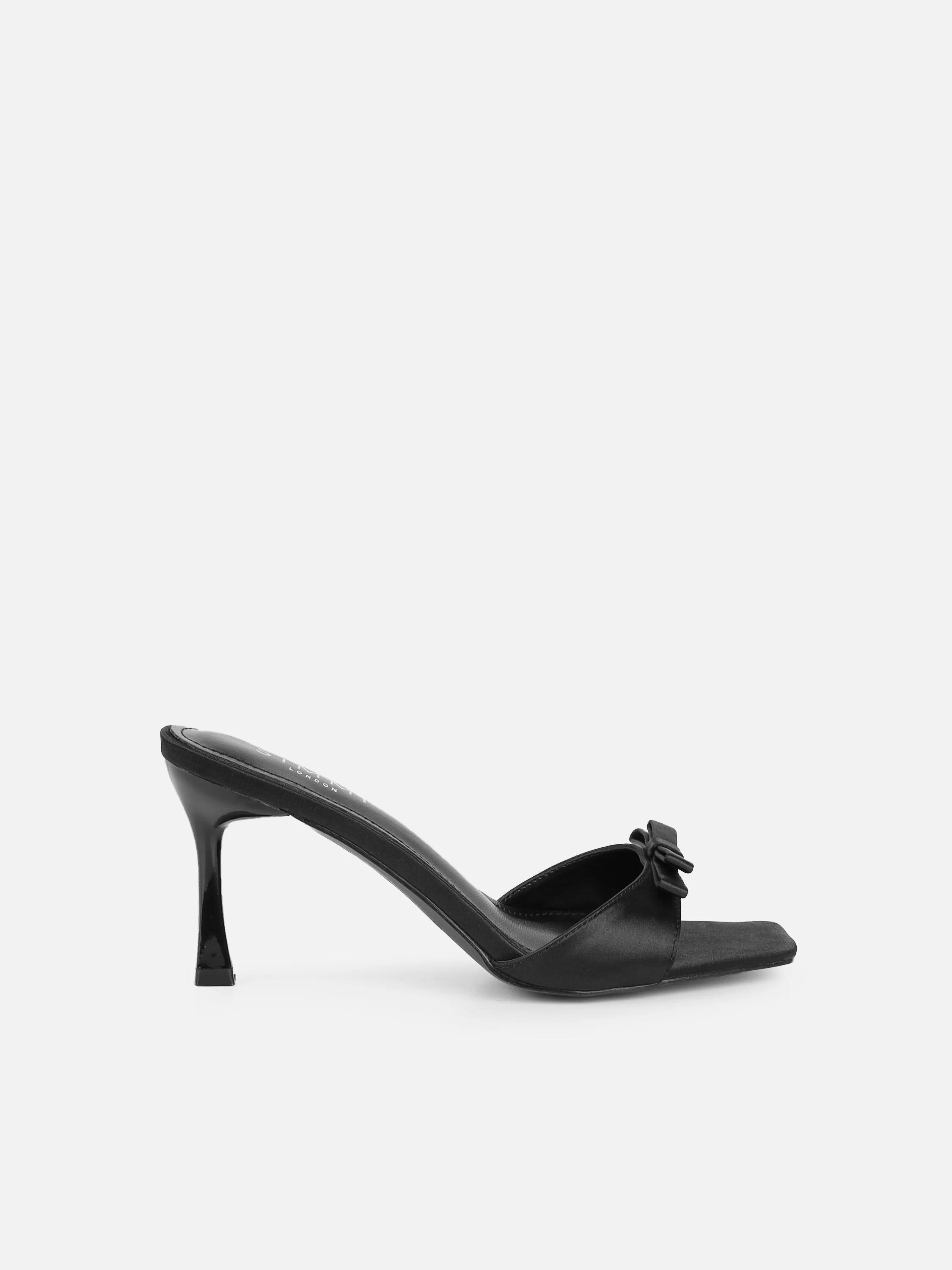 Polen Black Satin Bow Detail Mules - Image 2
