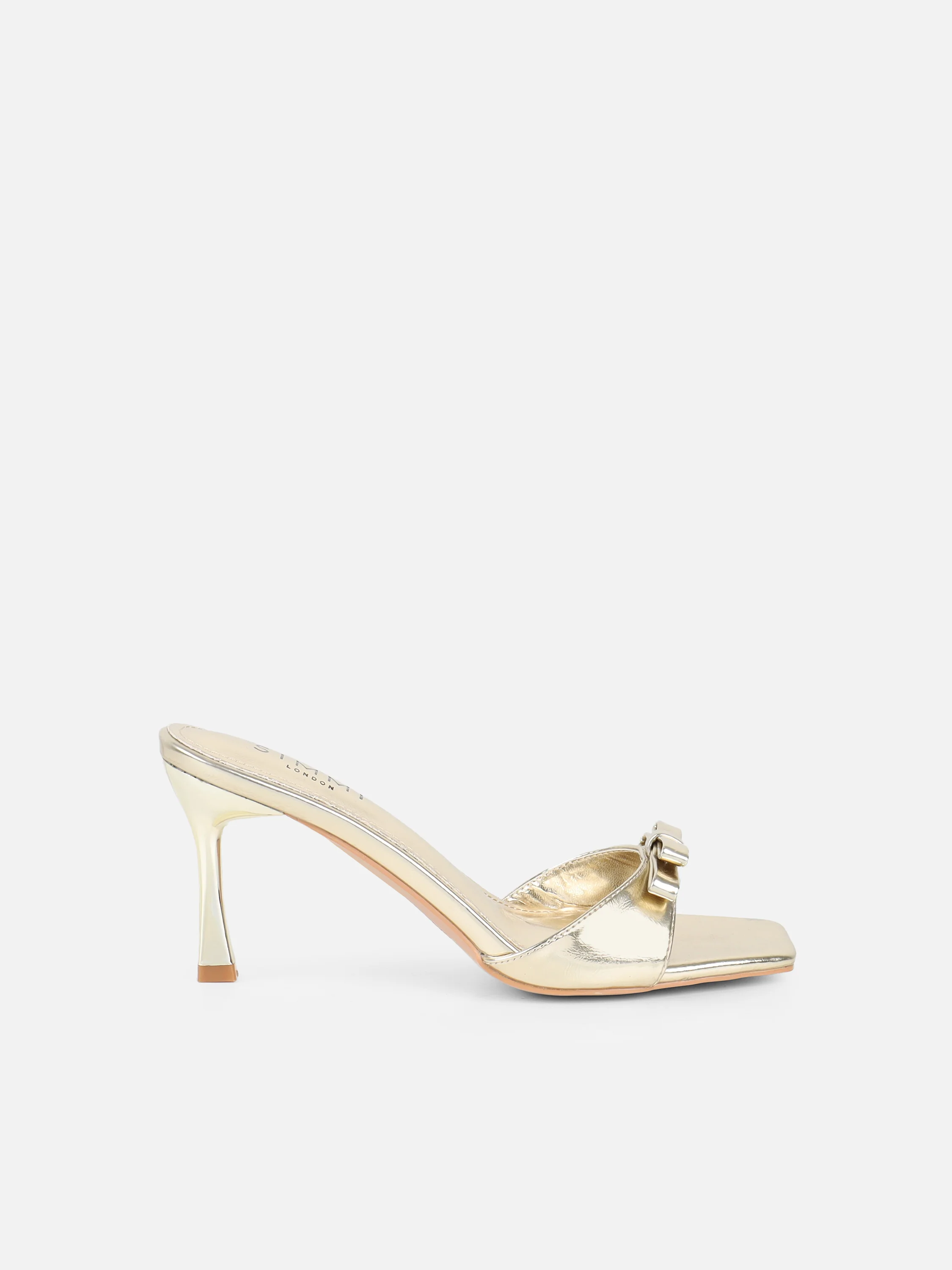 Polen Gold Metallic Bow Detail Mules - Image 2