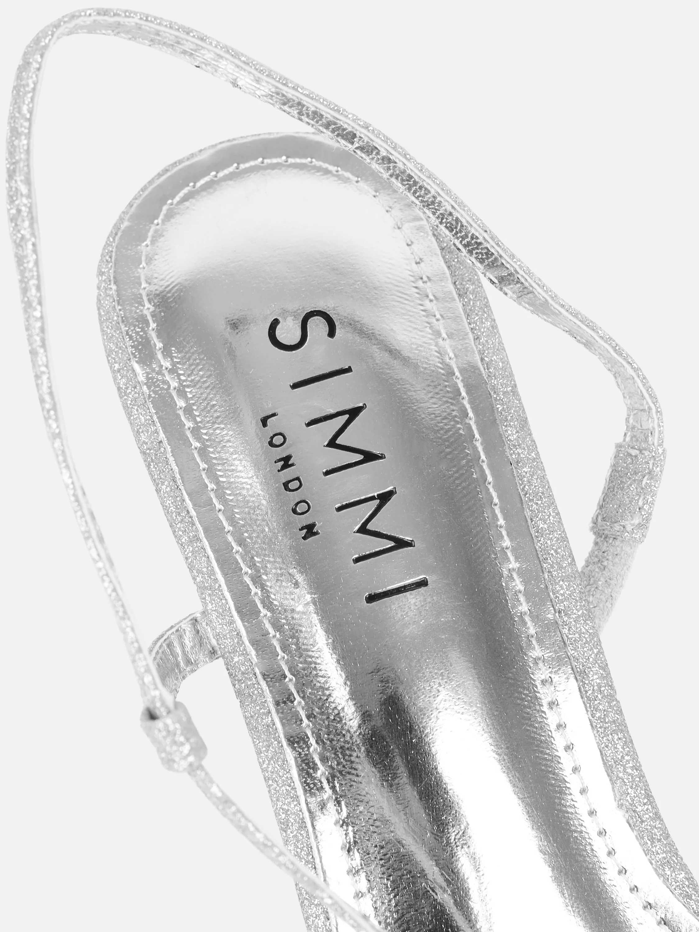 Pollis Silver Glitter Strappy Heeled Sandals - Image 3
