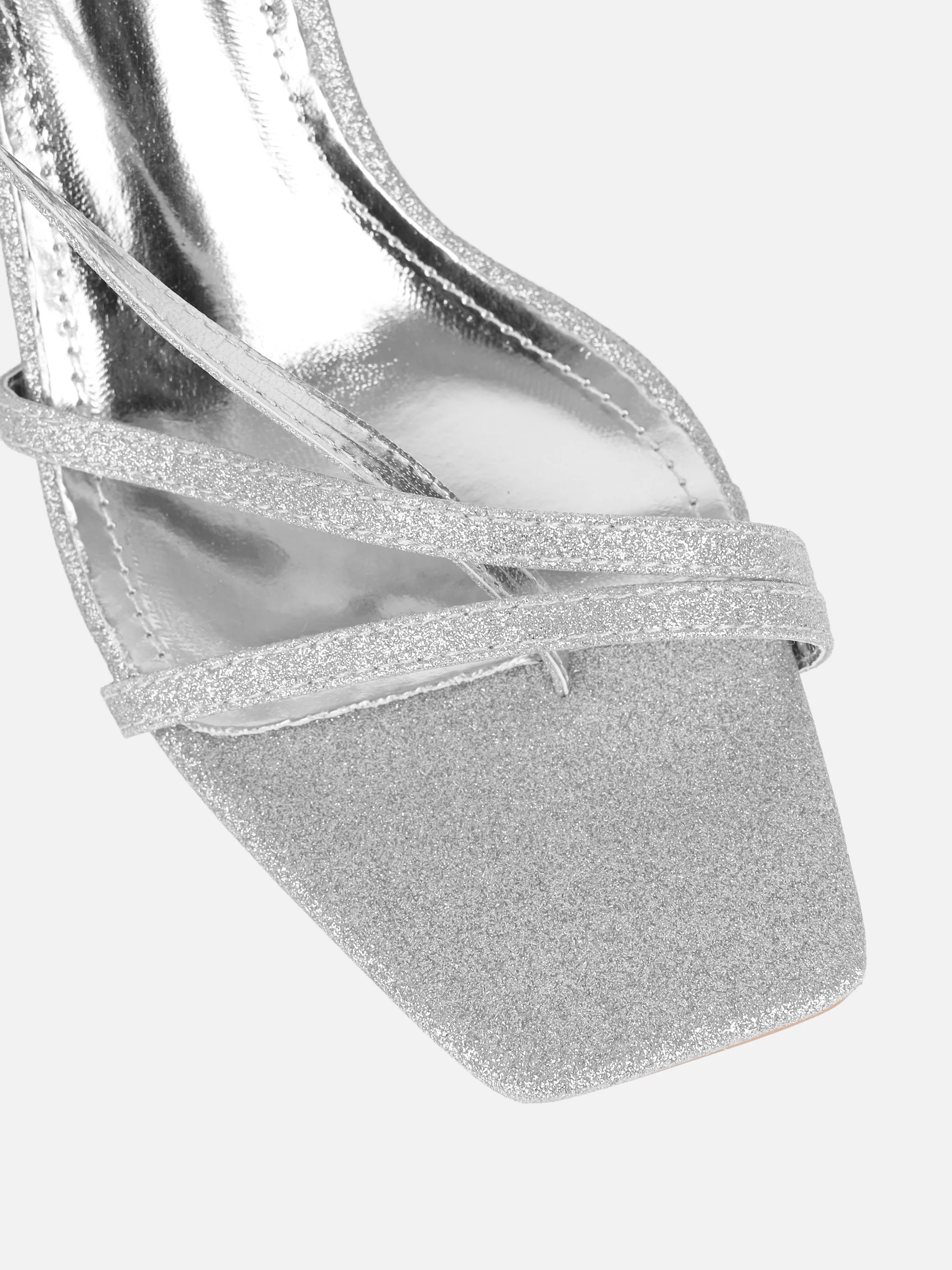 Pollis Silver Glitter Strappy Heeled Sandals - Image 4