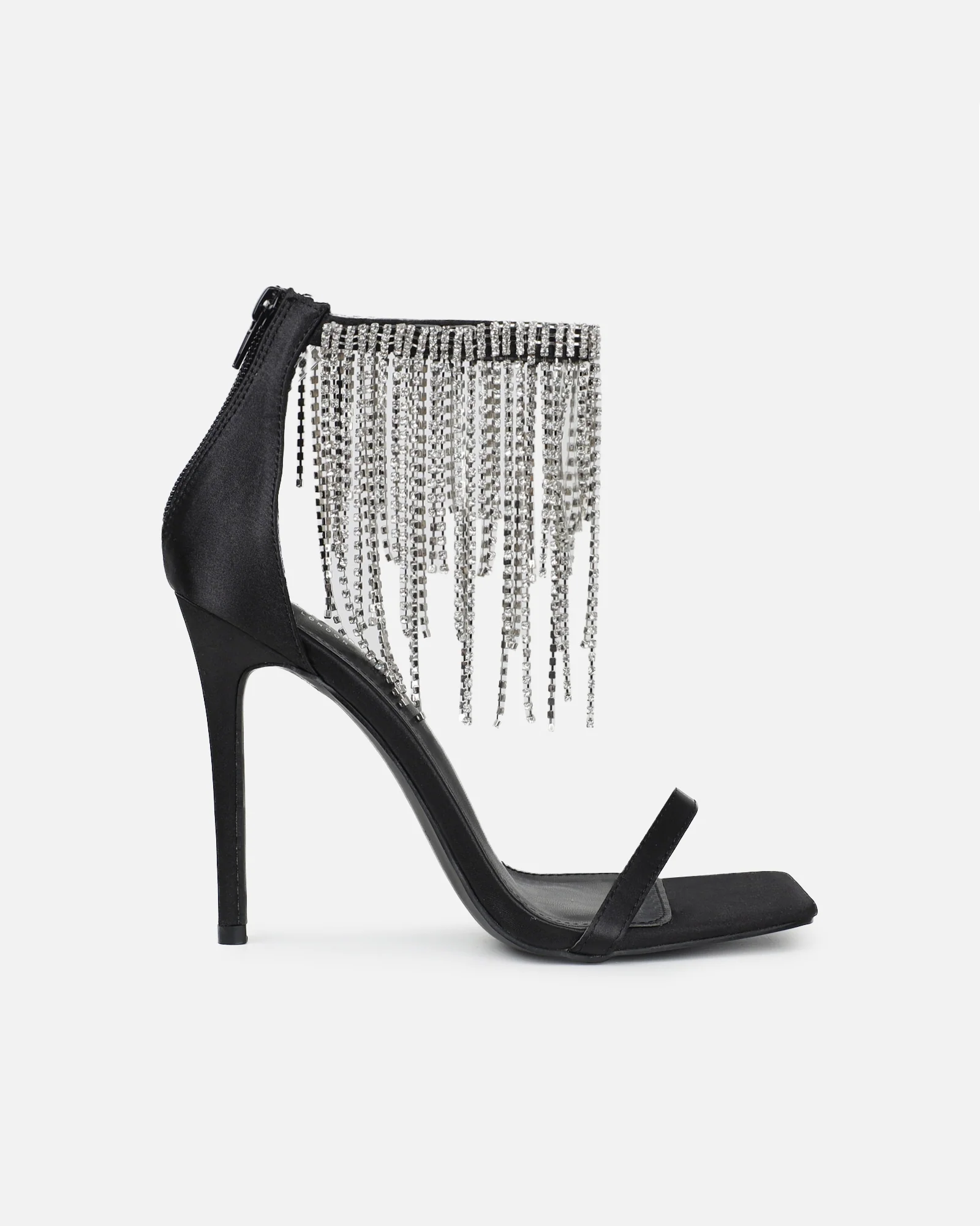 Pookie black satin diamante sandals - Image 2
