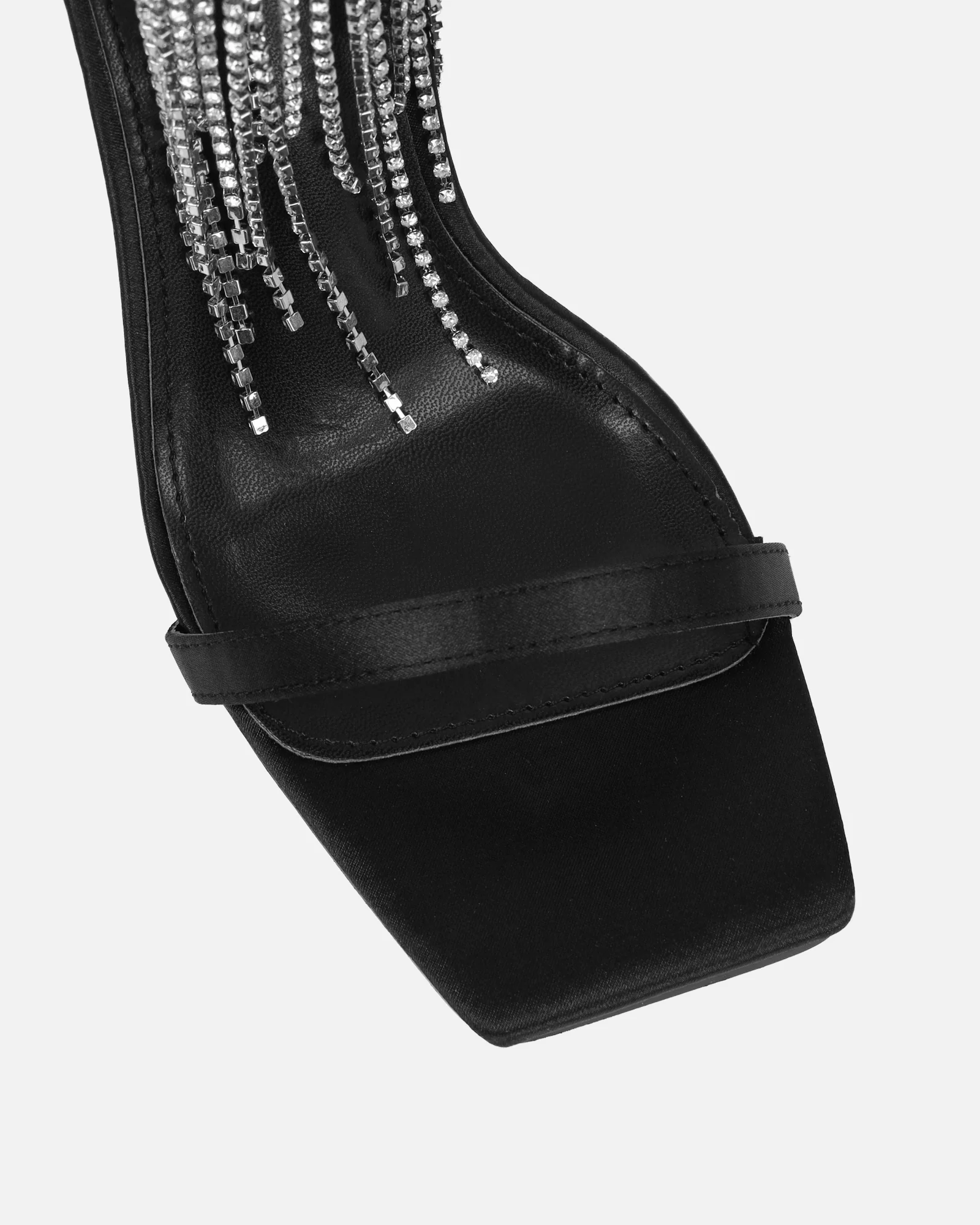 Pookie black satin diamante sandals - Image 4