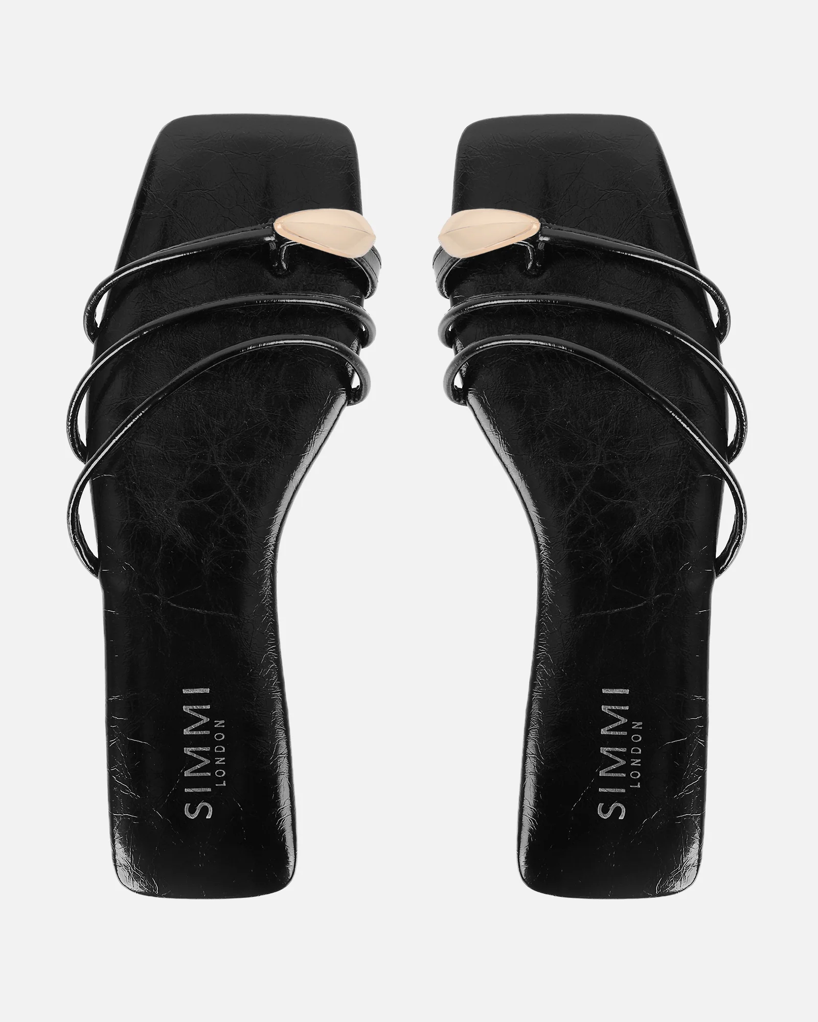 Porto Black Gold Toe Detail Sandals - Image 3