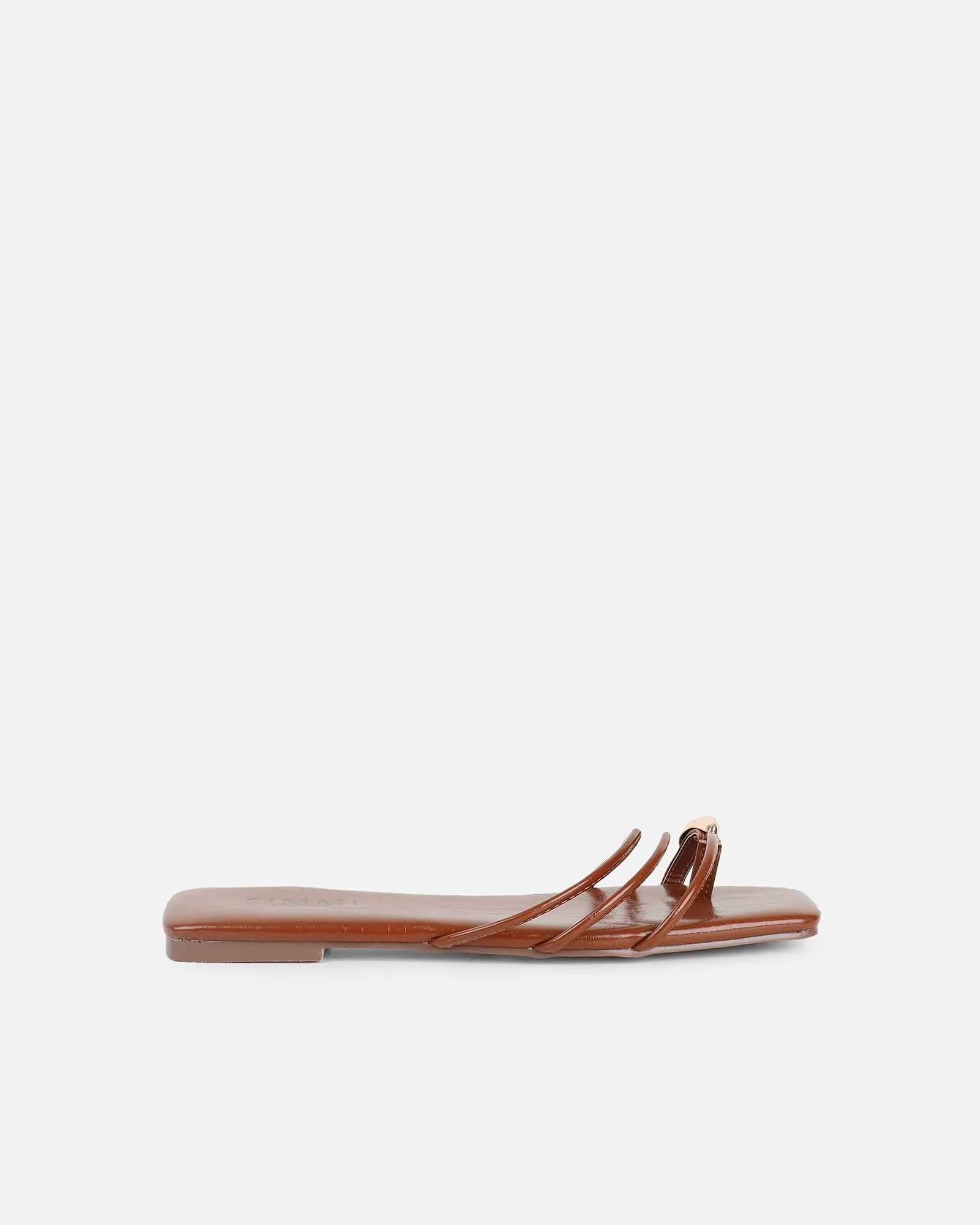 Porto Tan Gold Toe Detail Sandals - Image 2