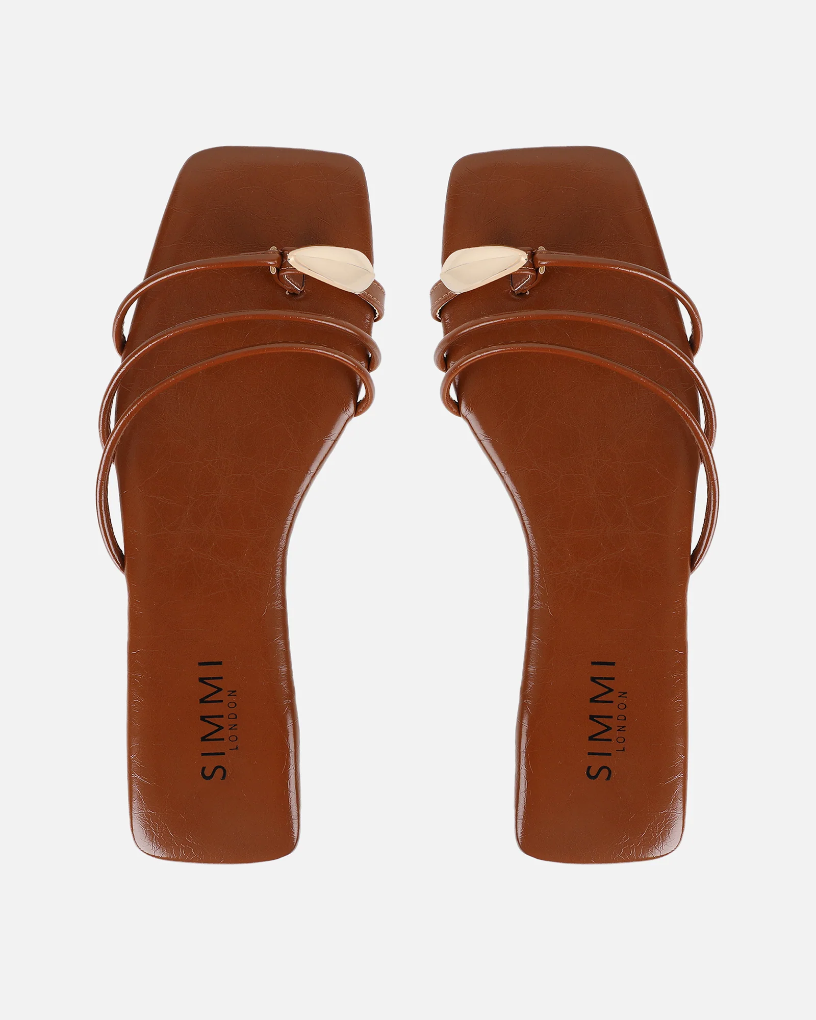 Porto Tan Gold Toe Detail Sandals - Image 3