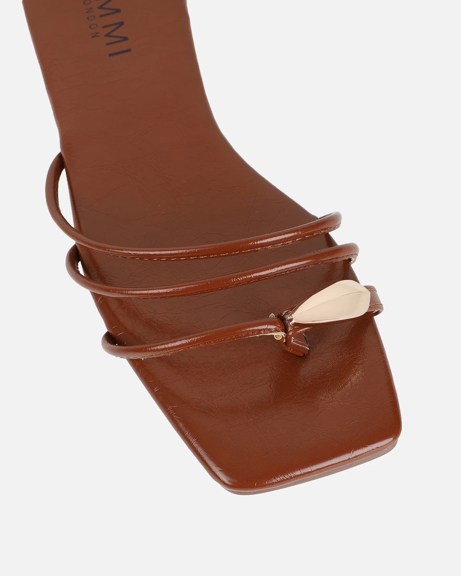 Porto Tan Gold Toe Detail Sandals - Image 4