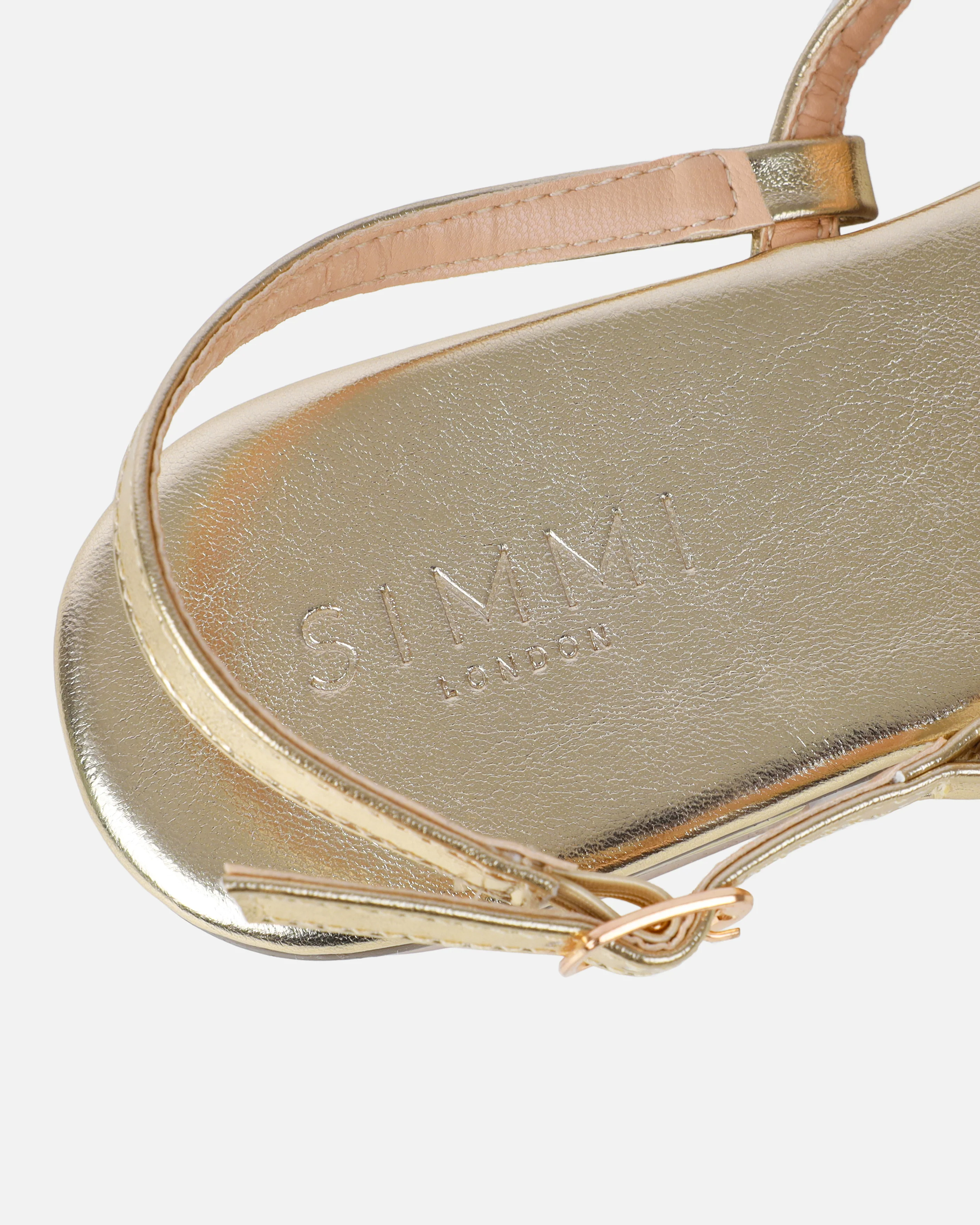 Praire Gold Diamante Toe Thong Flat Sandals - Image 3