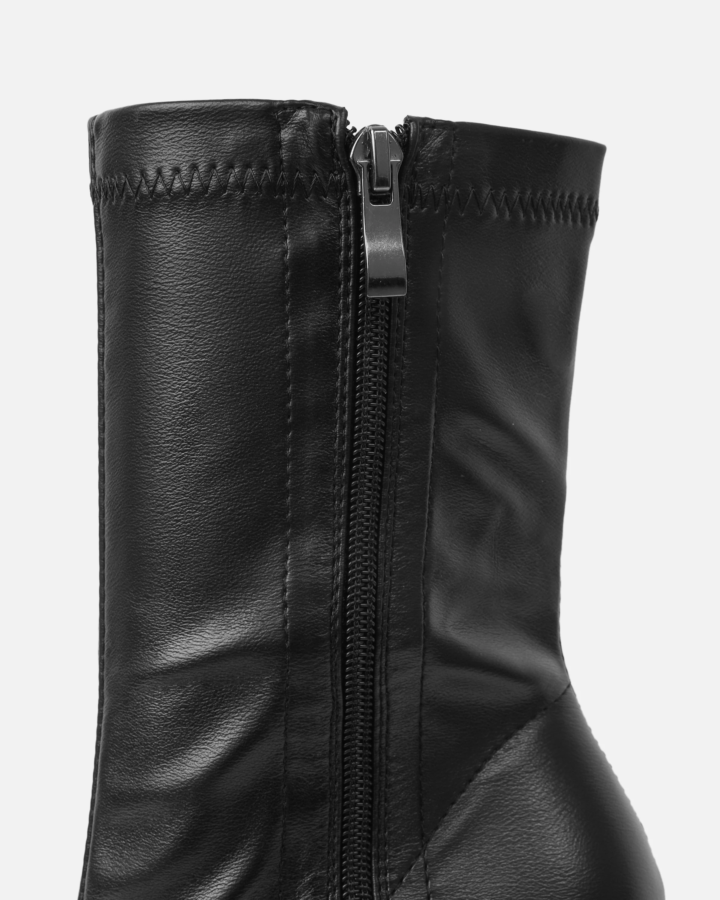 Prince Black High Heeled Pointed Toe Sock Boots - Image 3