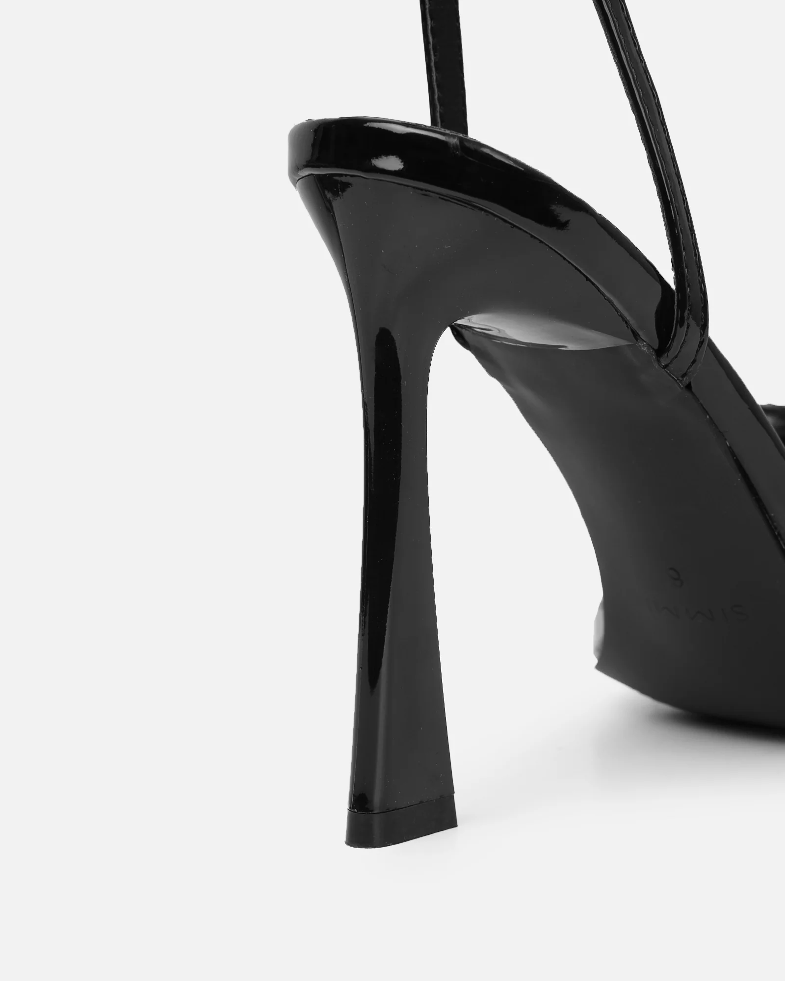 Princella black patent fluffy heeled sandals - Image 3