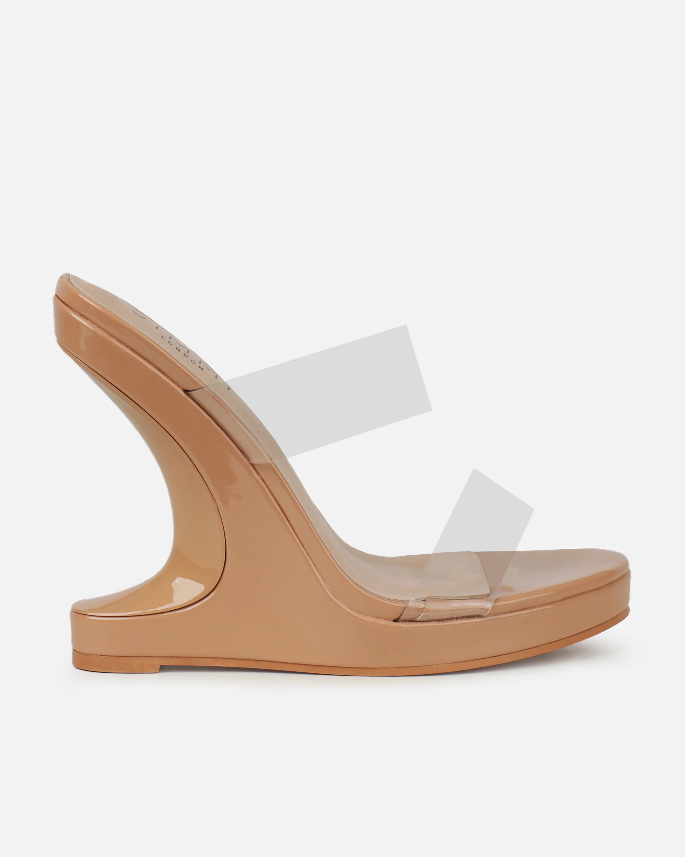 Prita Nude Clear Strappy Wedge Mules - Image 2
