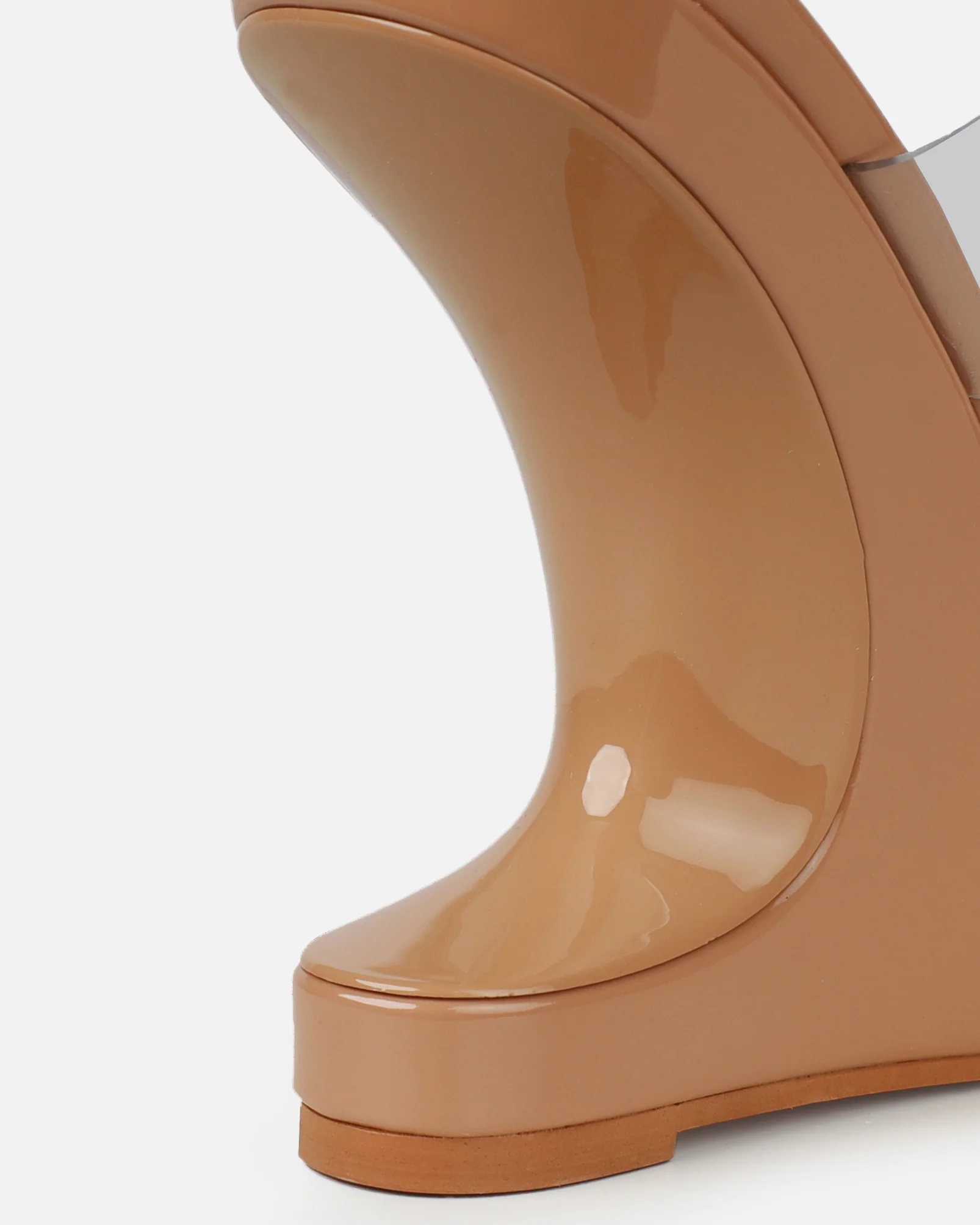 Prita Nude Clear Strappy Wedge Mules - Image 3