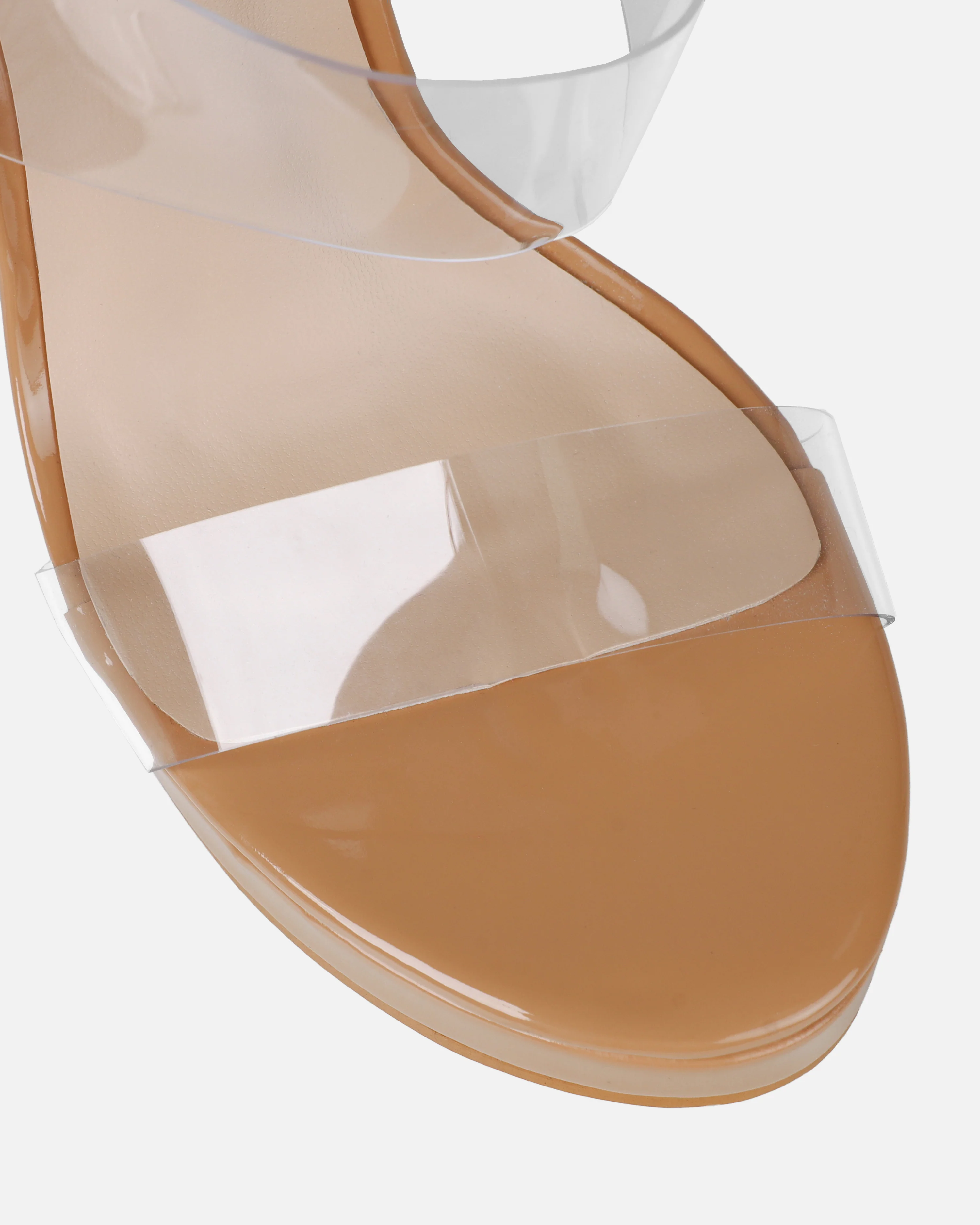 Prita Nude Clear Strappy Wedge Mules - Image 4