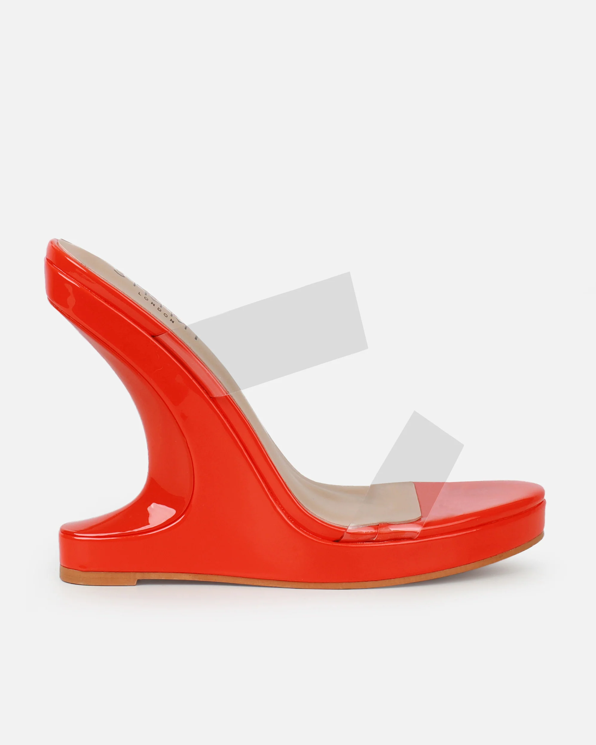Prita Orange Clear Strappy Wedge Mules - Image 2