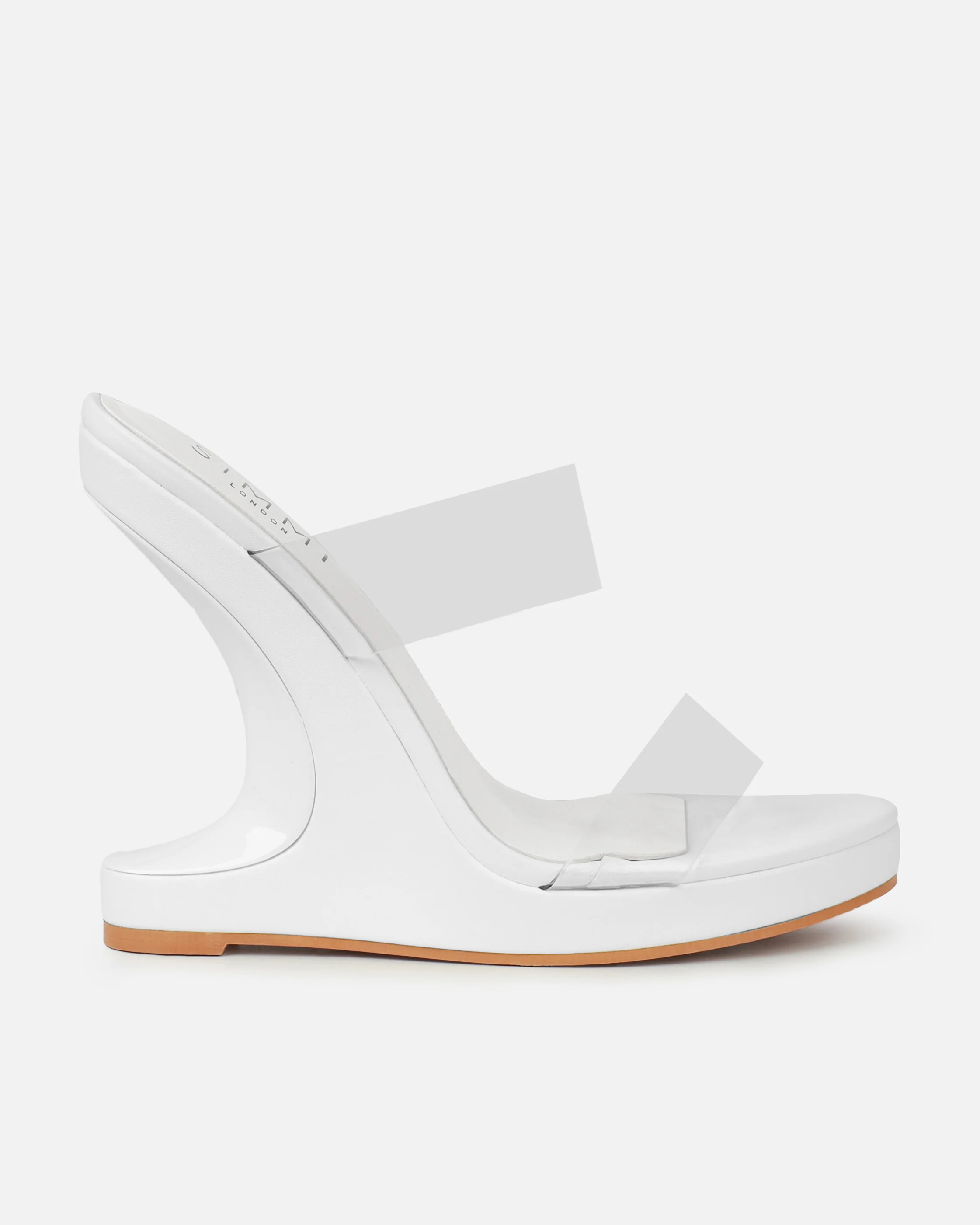 Prita White Clear Strappy Wedge Mules - Image 2