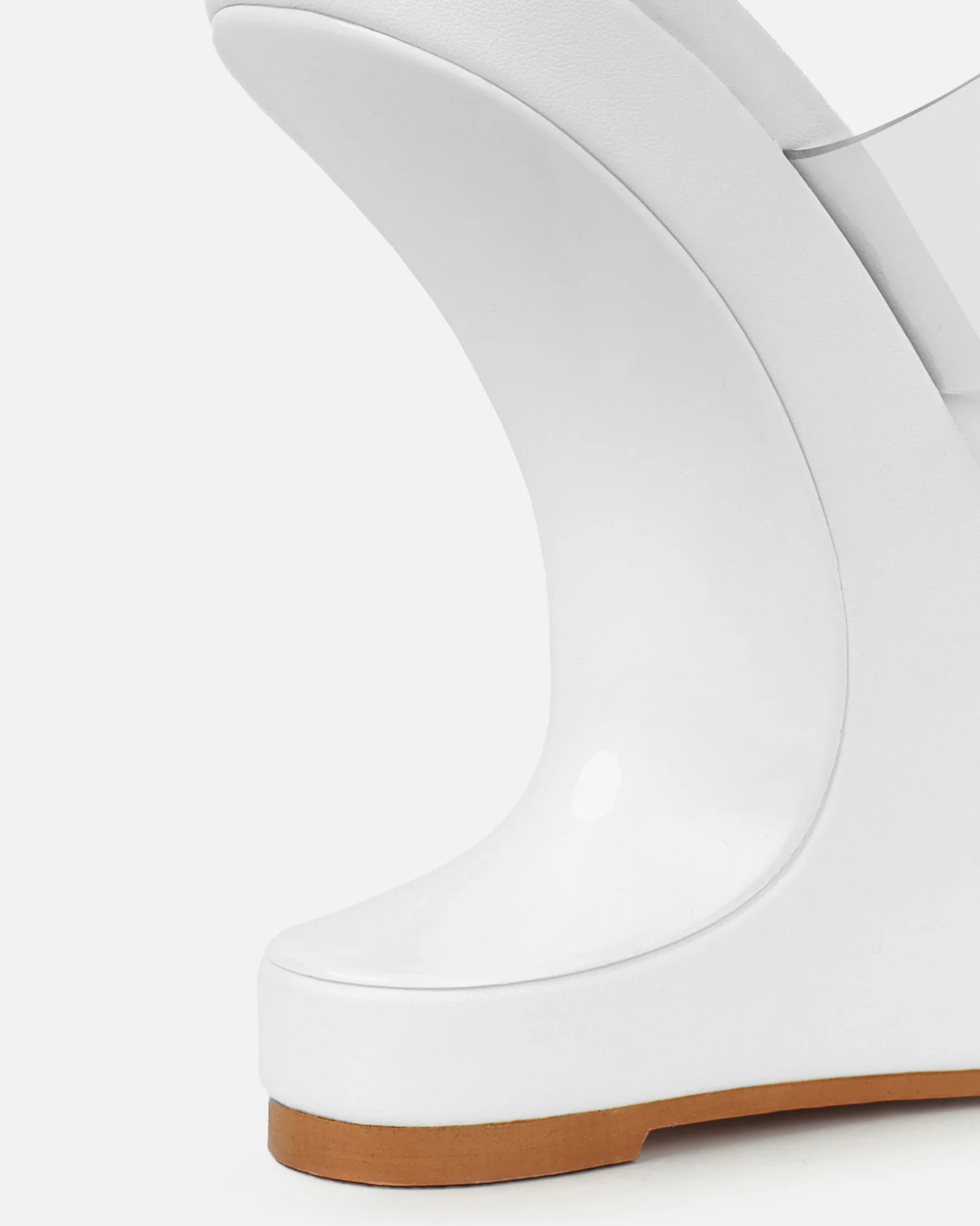 Prita White Clear Strappy Wedge Mules - Image 3