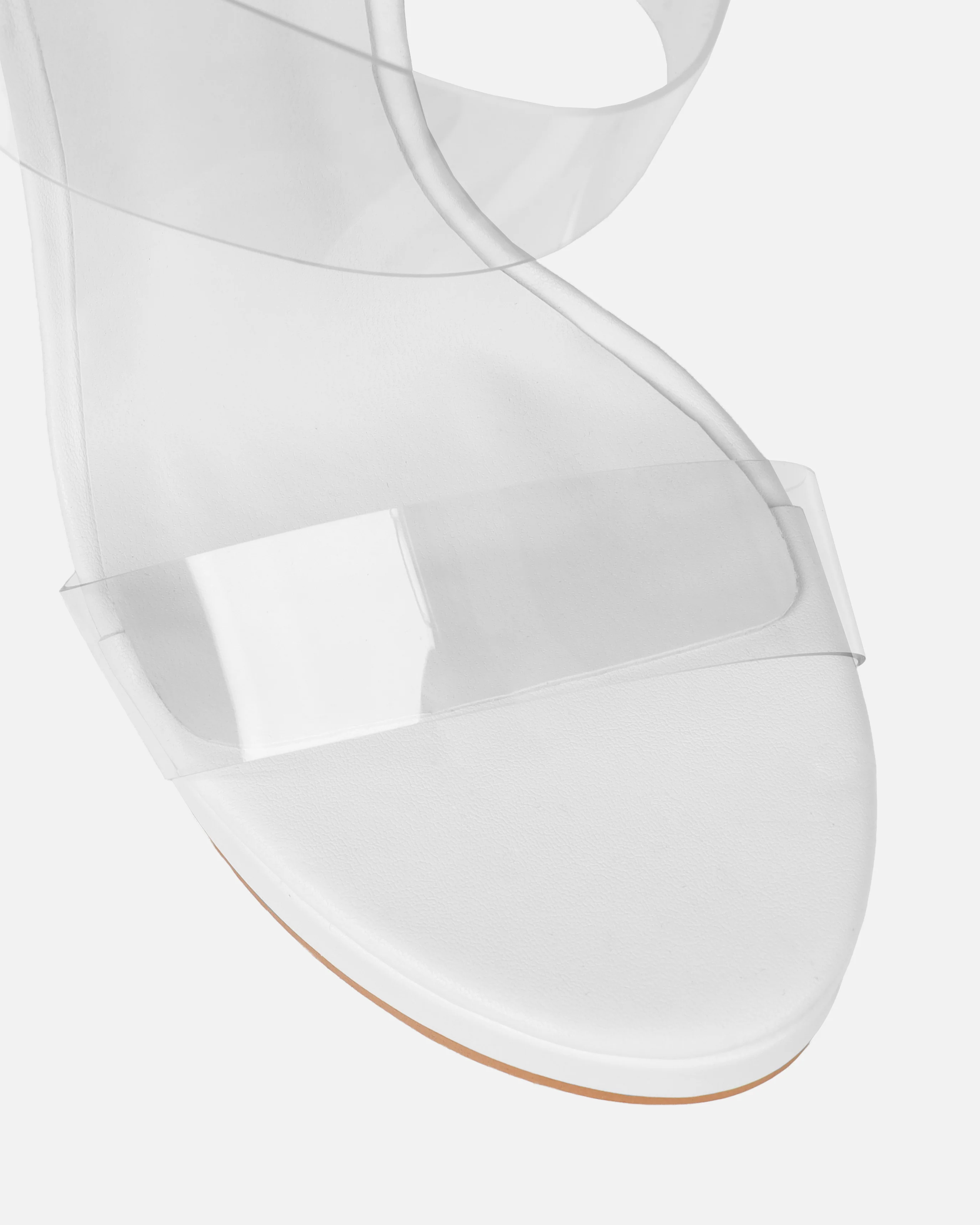 Prita White Clear Strappy Wedge Mules - Image 4