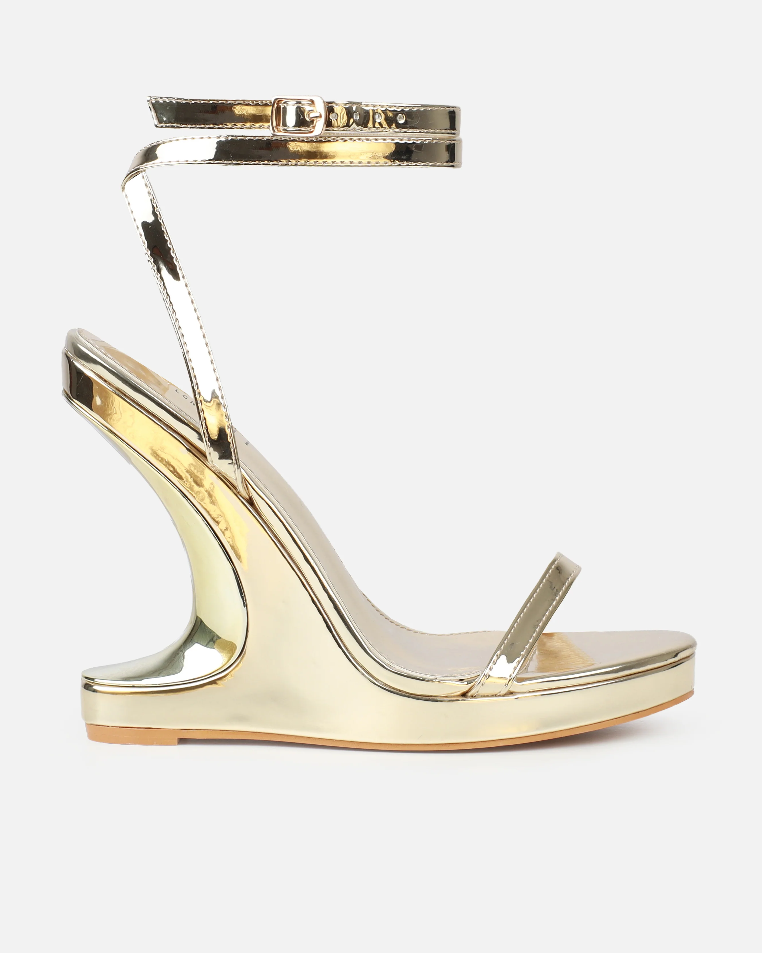 Priya Gold Metallic Strappy Wedges - Image 2