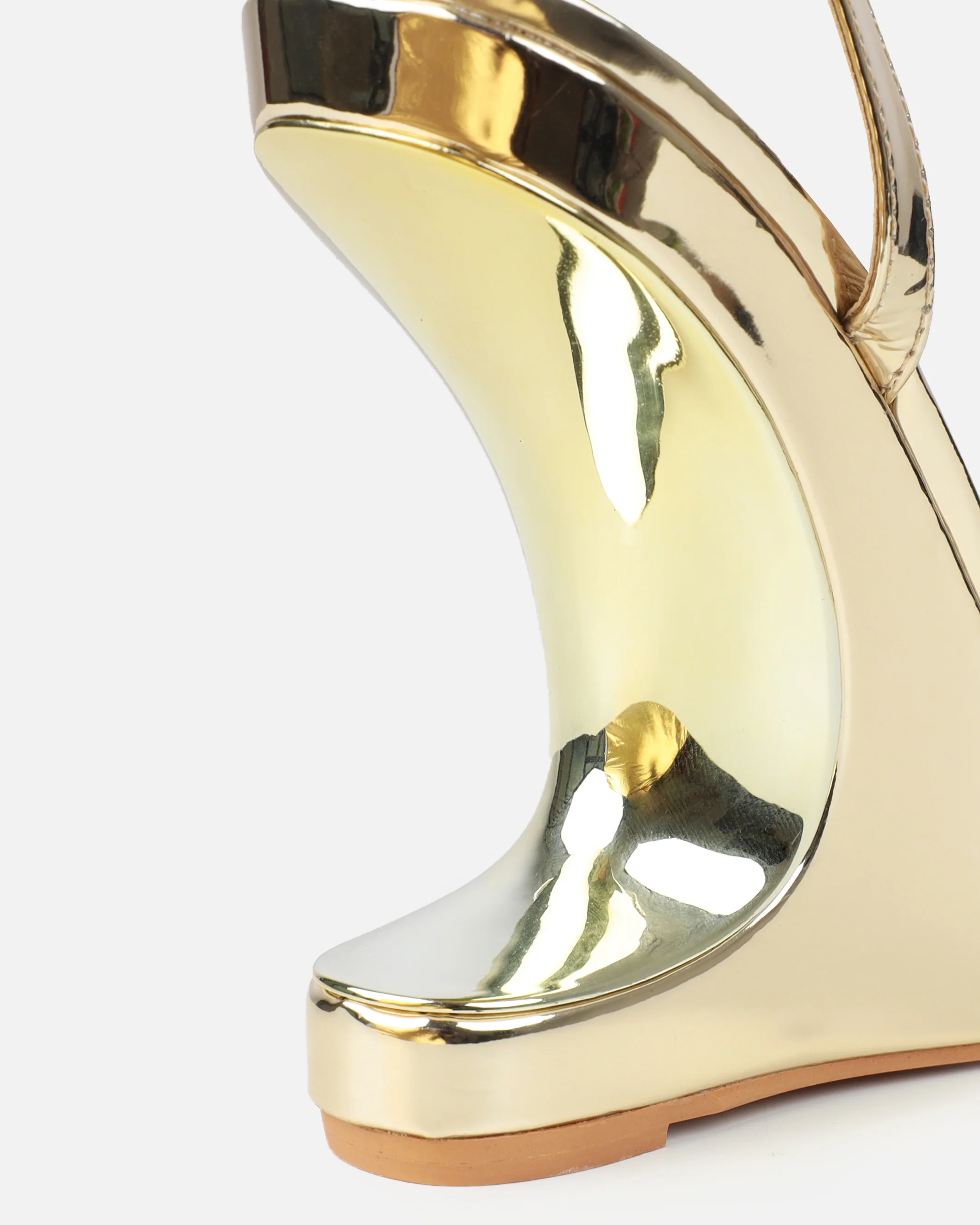 Priya Gold Metallic Strappy Wedges - Image 3