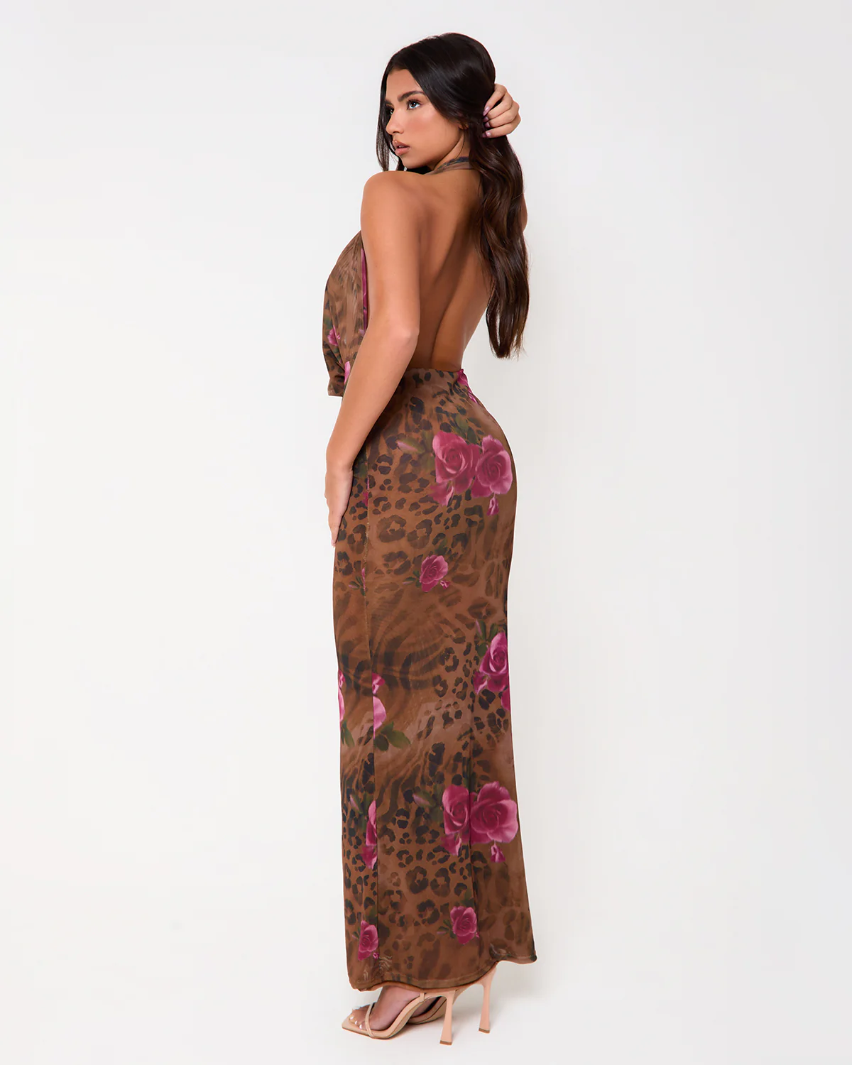 Queens Print Extreme Cowl Neck Maxi Dress - Image 2