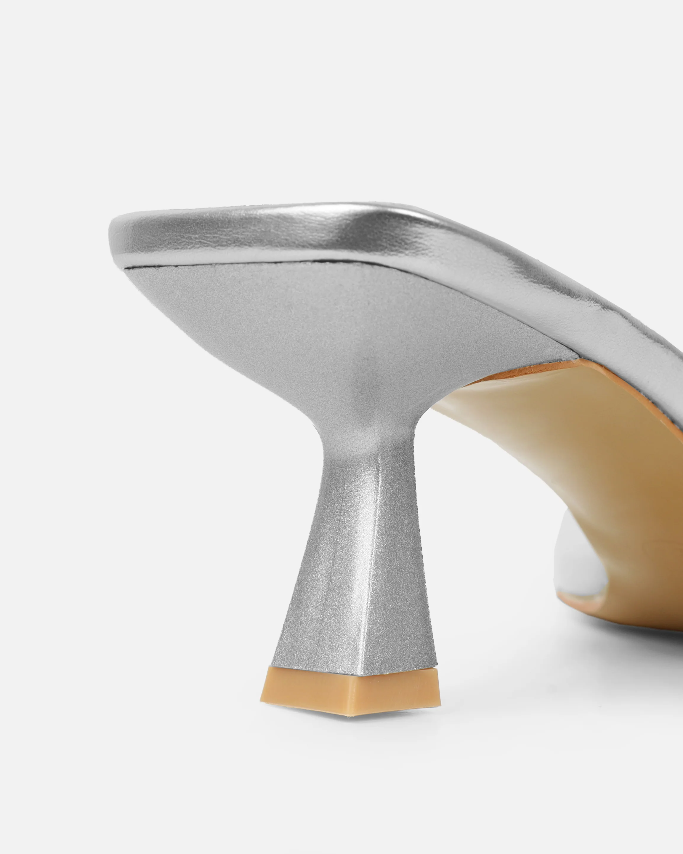 Racquel Clear Silver Diamante Mid Heel Courts - Image 3