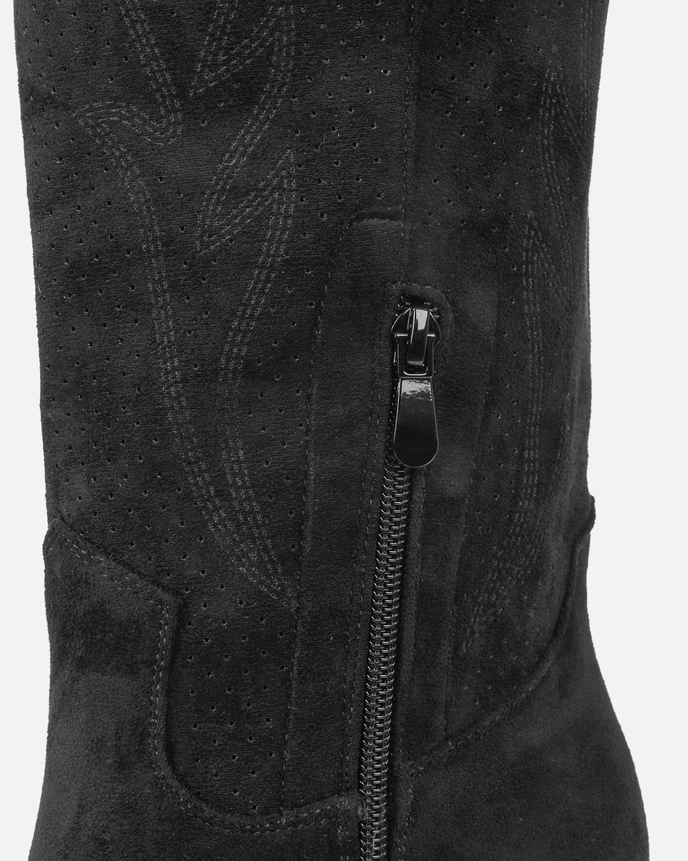 Rainey Black Faux Suede Western Knee High Boots - Image 3