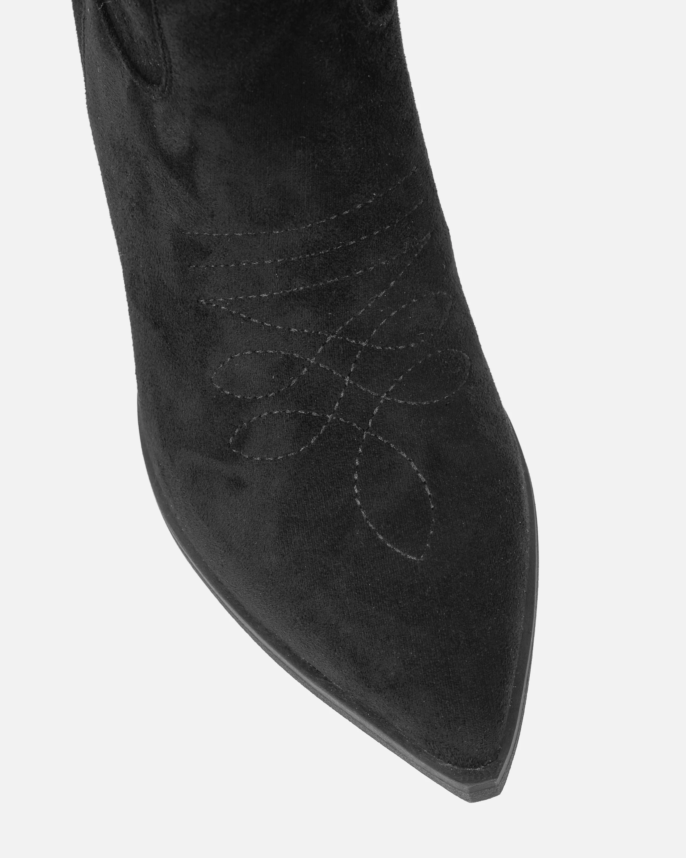 Rainey Black Faux Suede Western Knee High Boots - Image 4