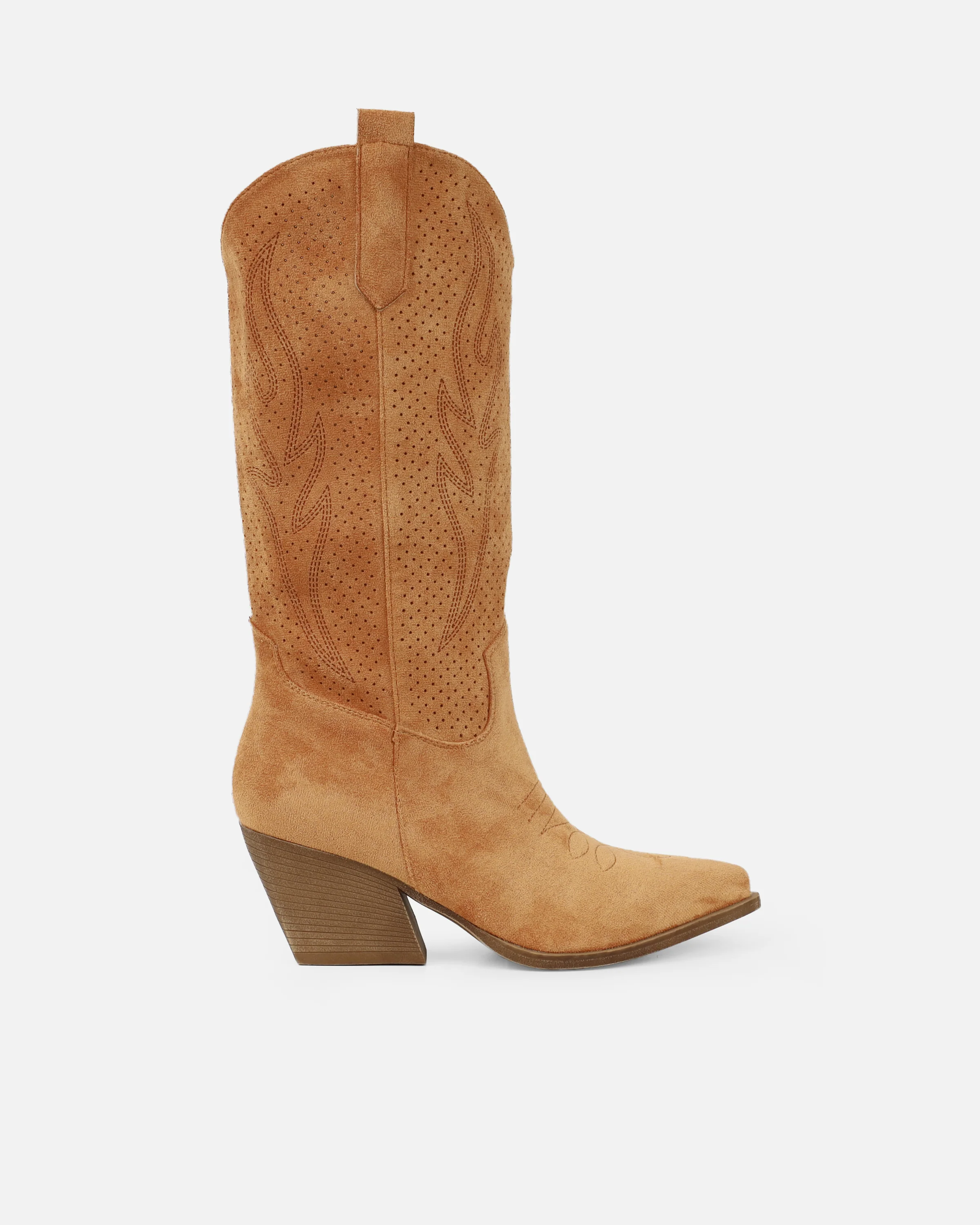 Rainey Tan Faux Suede Western Knee High Boots - Image 2