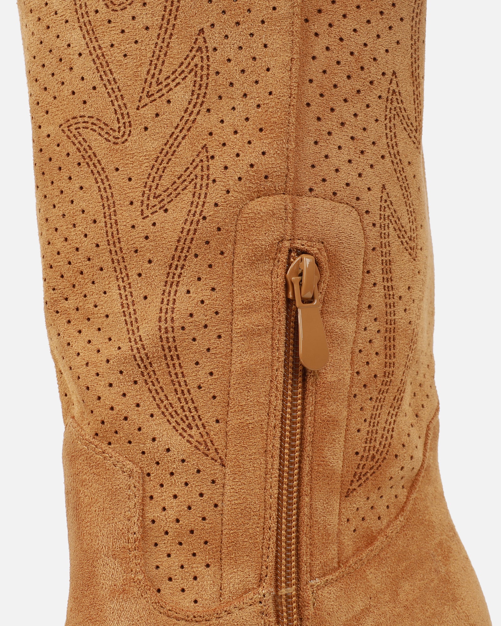 Rainey Tan Faux Suede Western Knee High Boots - Image 3