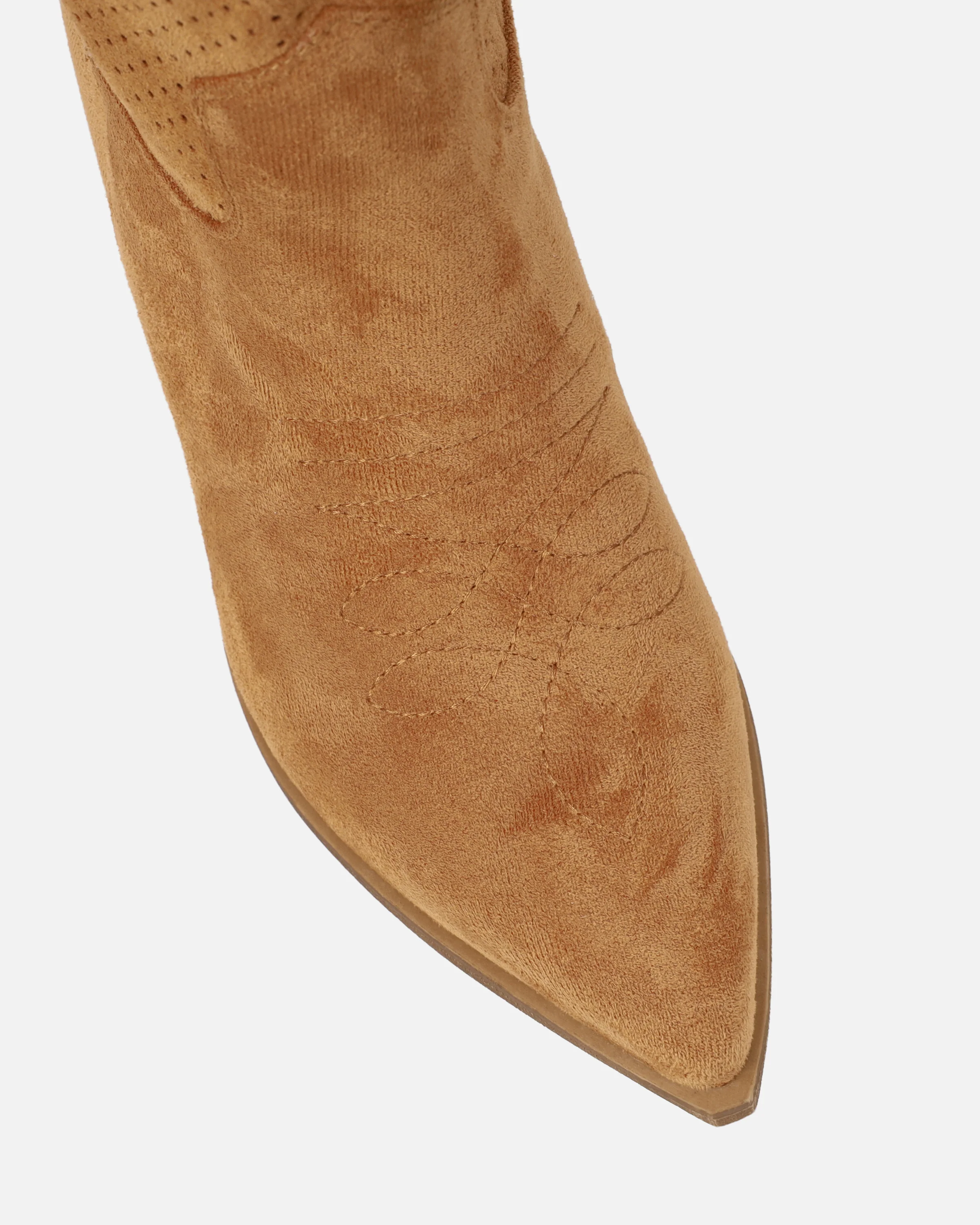 Rainey Tan Faux Suede Western Knee High Boots - Image 4
