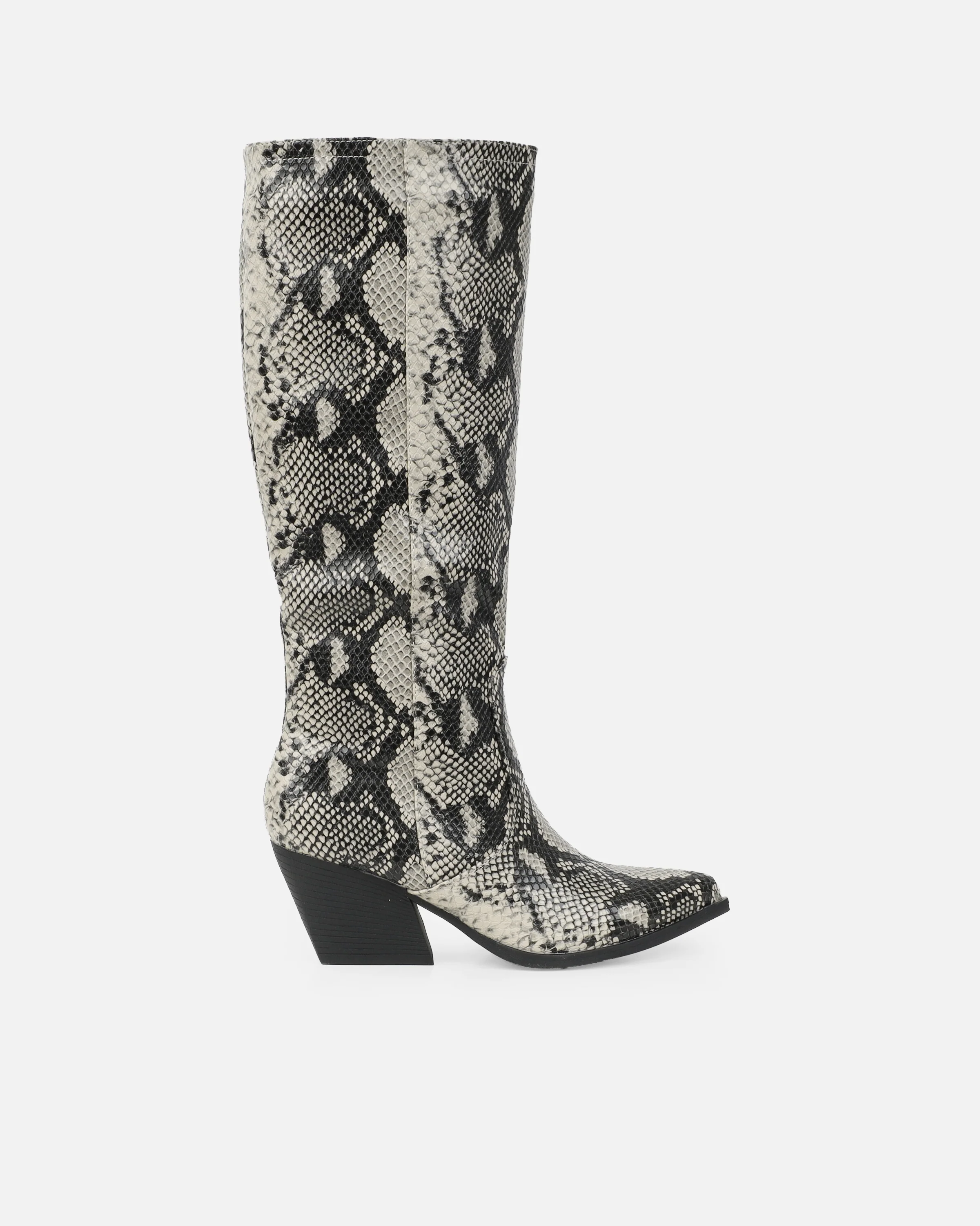Ramsey Beige Faux Snake Western Boots - Image 2